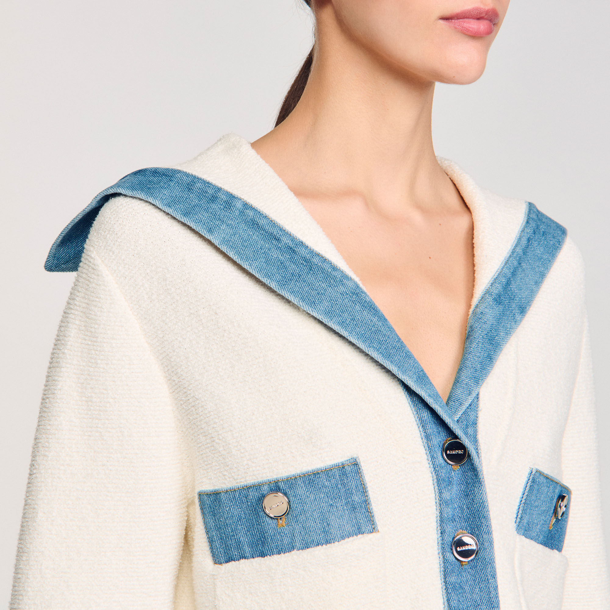 Cardigan mit Denim-Details