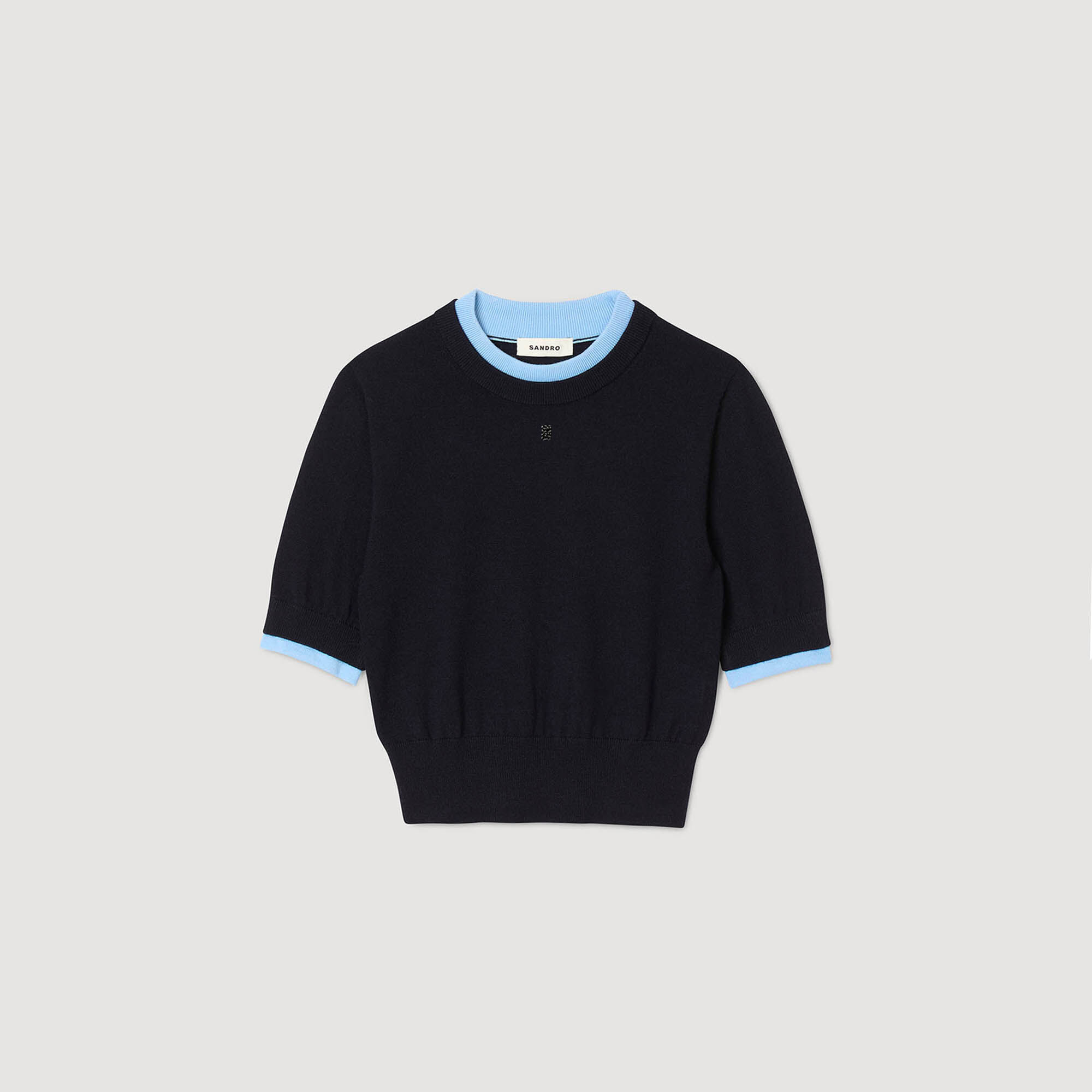 Pull court bicolore