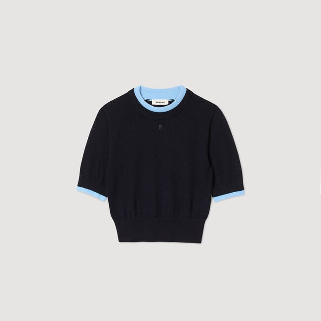 Pull court bicolore