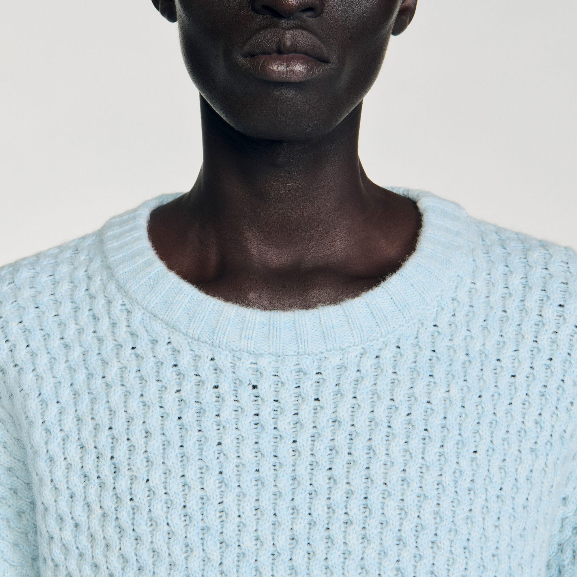 Honeycomb stitch wool jumper