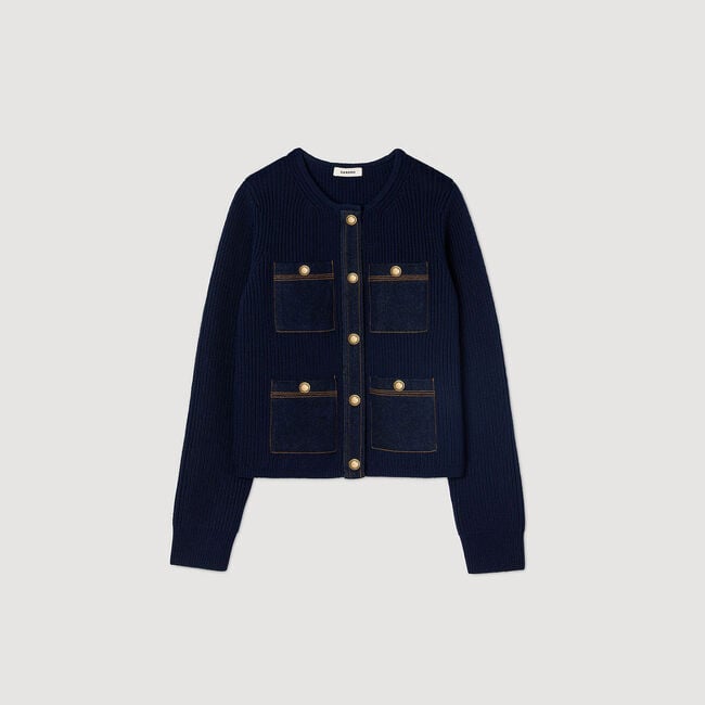 Cardigan à détails denim