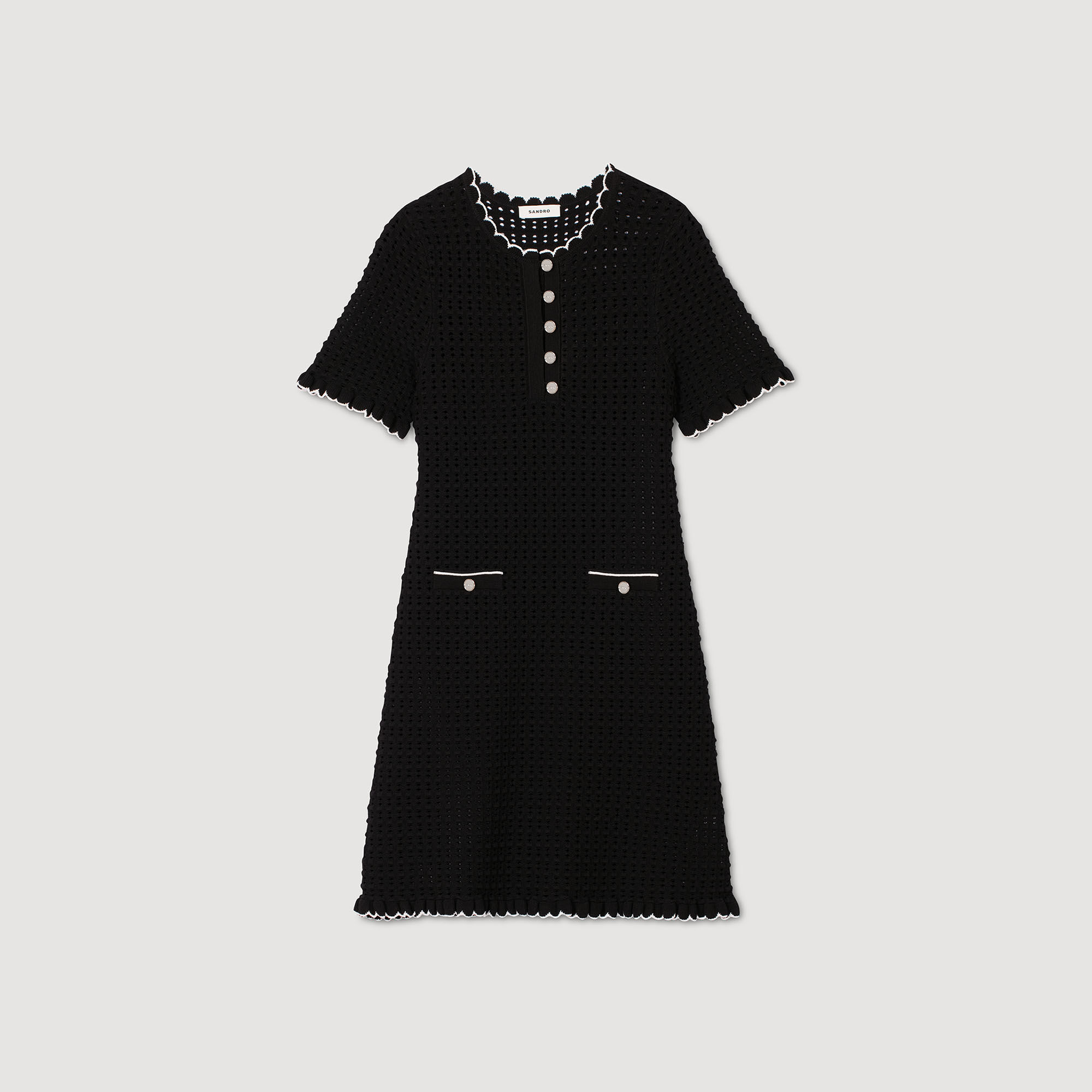 【SANDRO】Short Knit Dress Short knit dress black / gray For Women | Sandro Paris