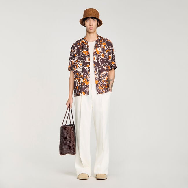 Loose-fit print shark collar shirt