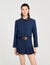 Veste courte à col en cuir 