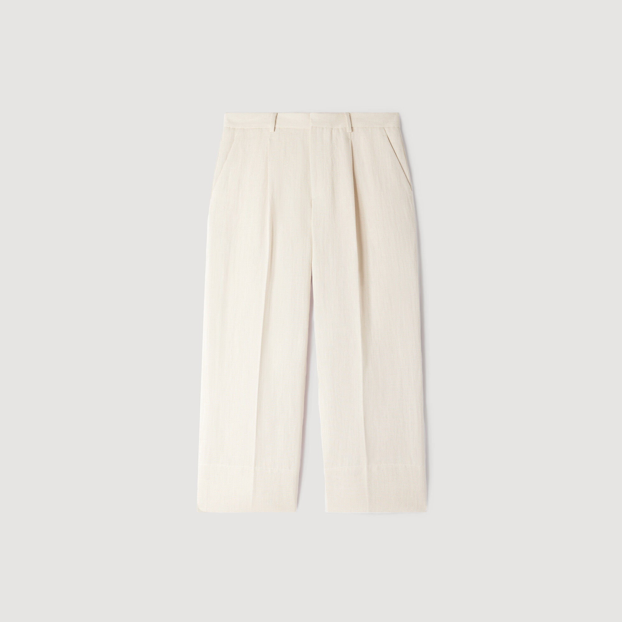 Wide-leg cotton linen trousers