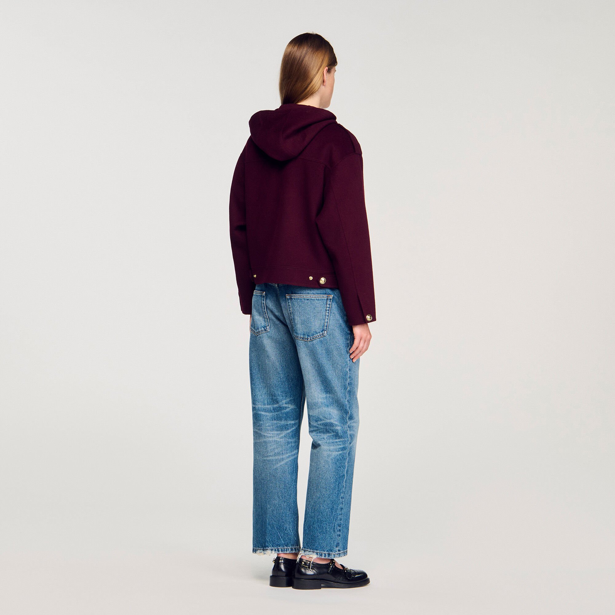 Veste à capuche en laine