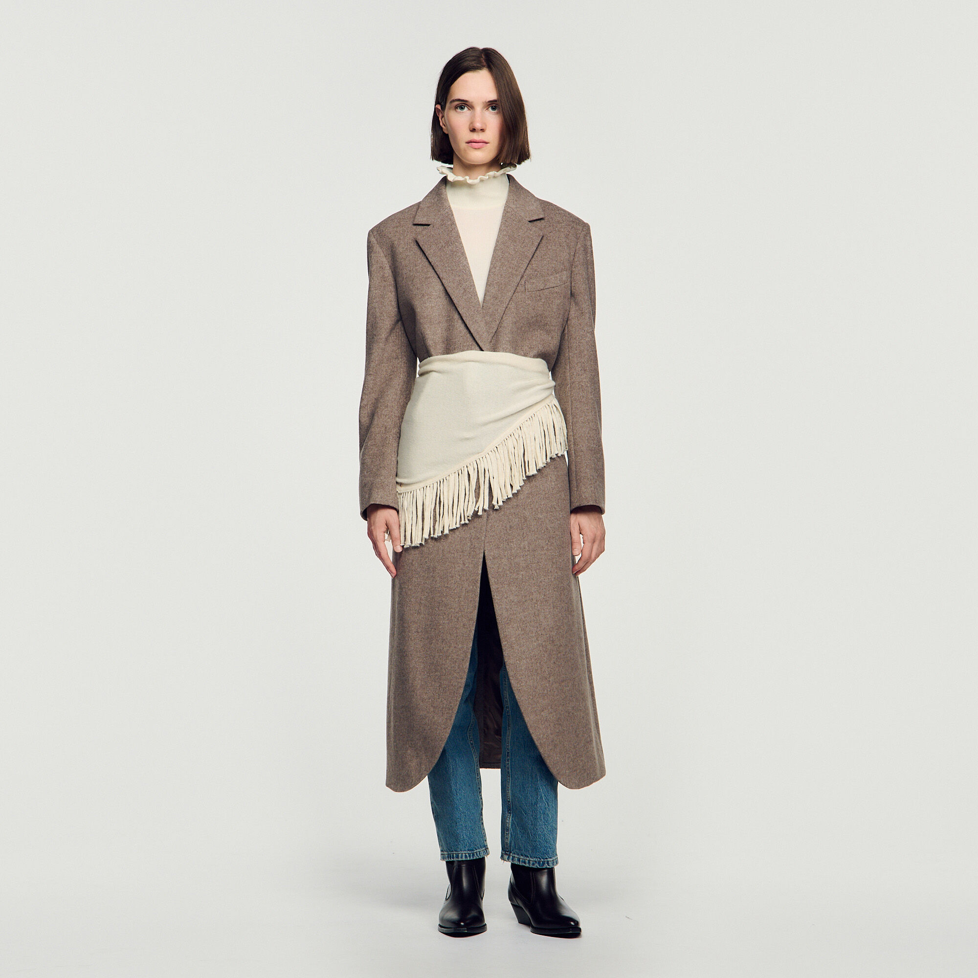 Long double-faced wool coat - Women | Sandro