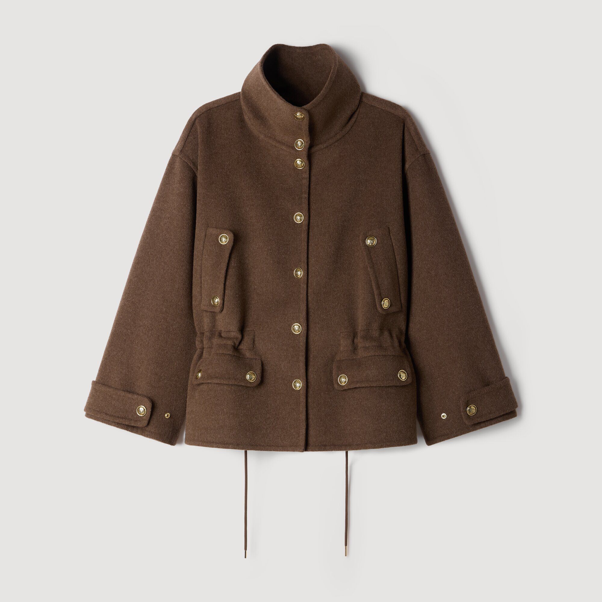 Double-faced standing collar coat - Women | Sandro