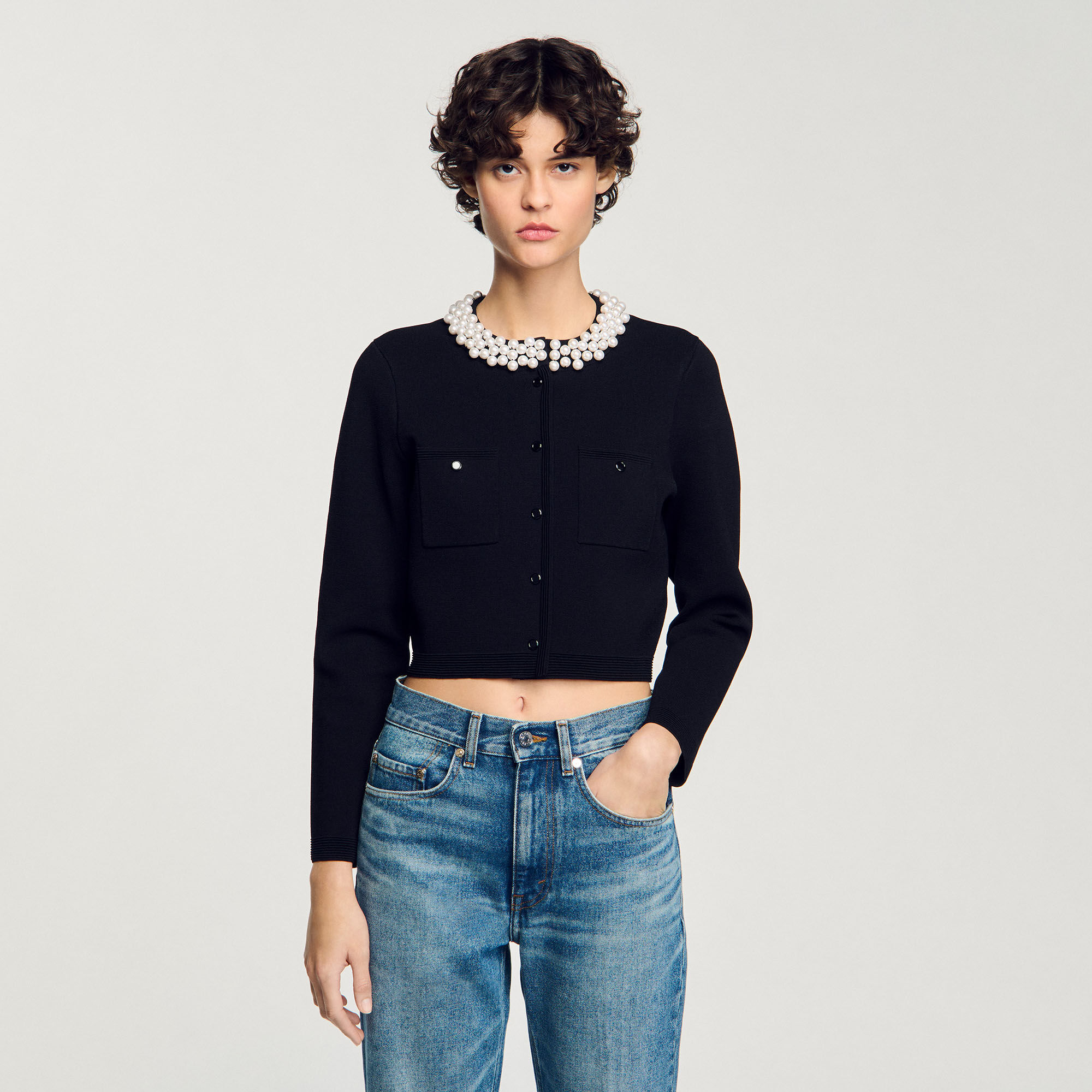 Cardigan à col perlé 