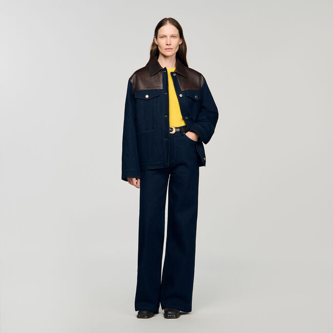 Blouson aus Denim und Leder