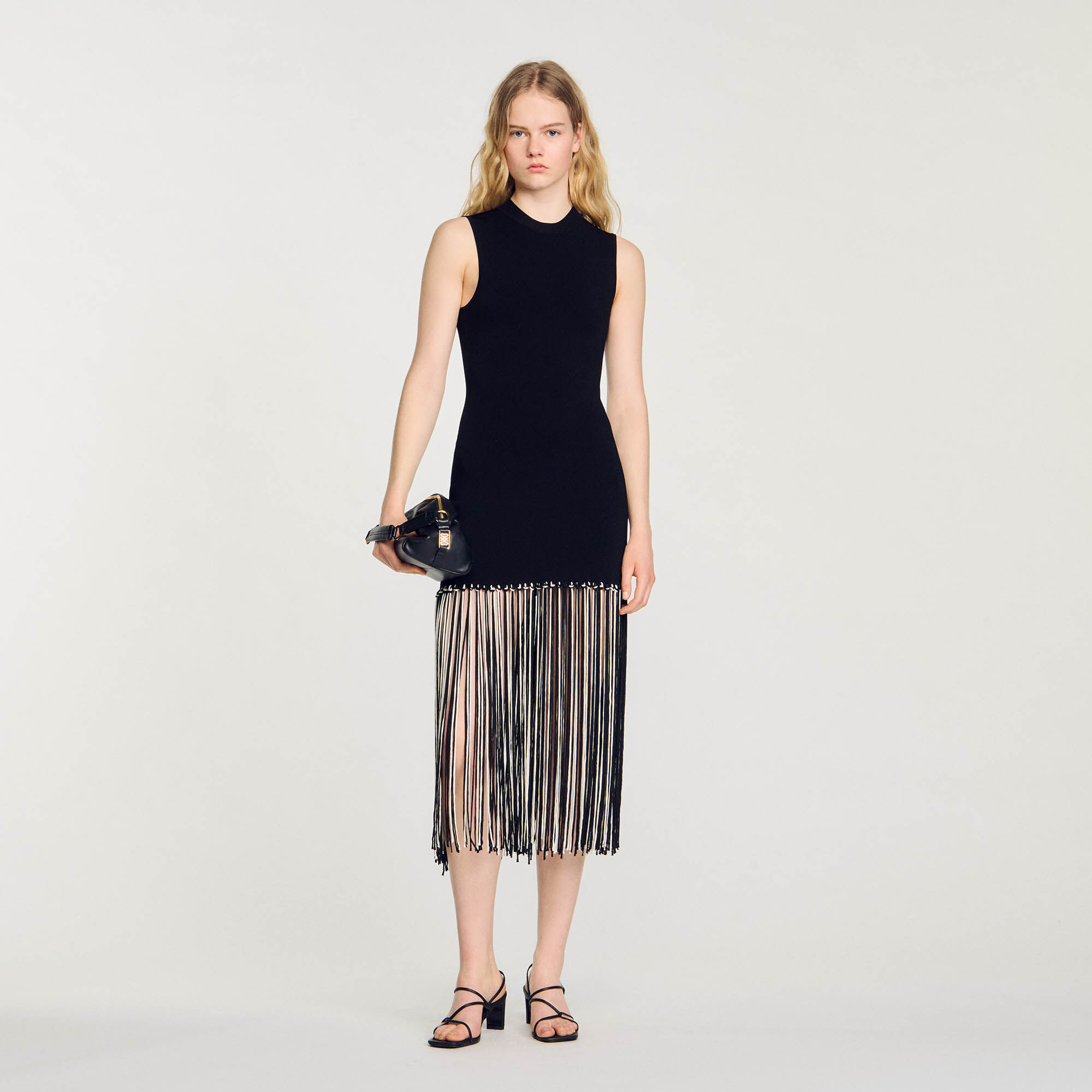Robe frange noir cheap