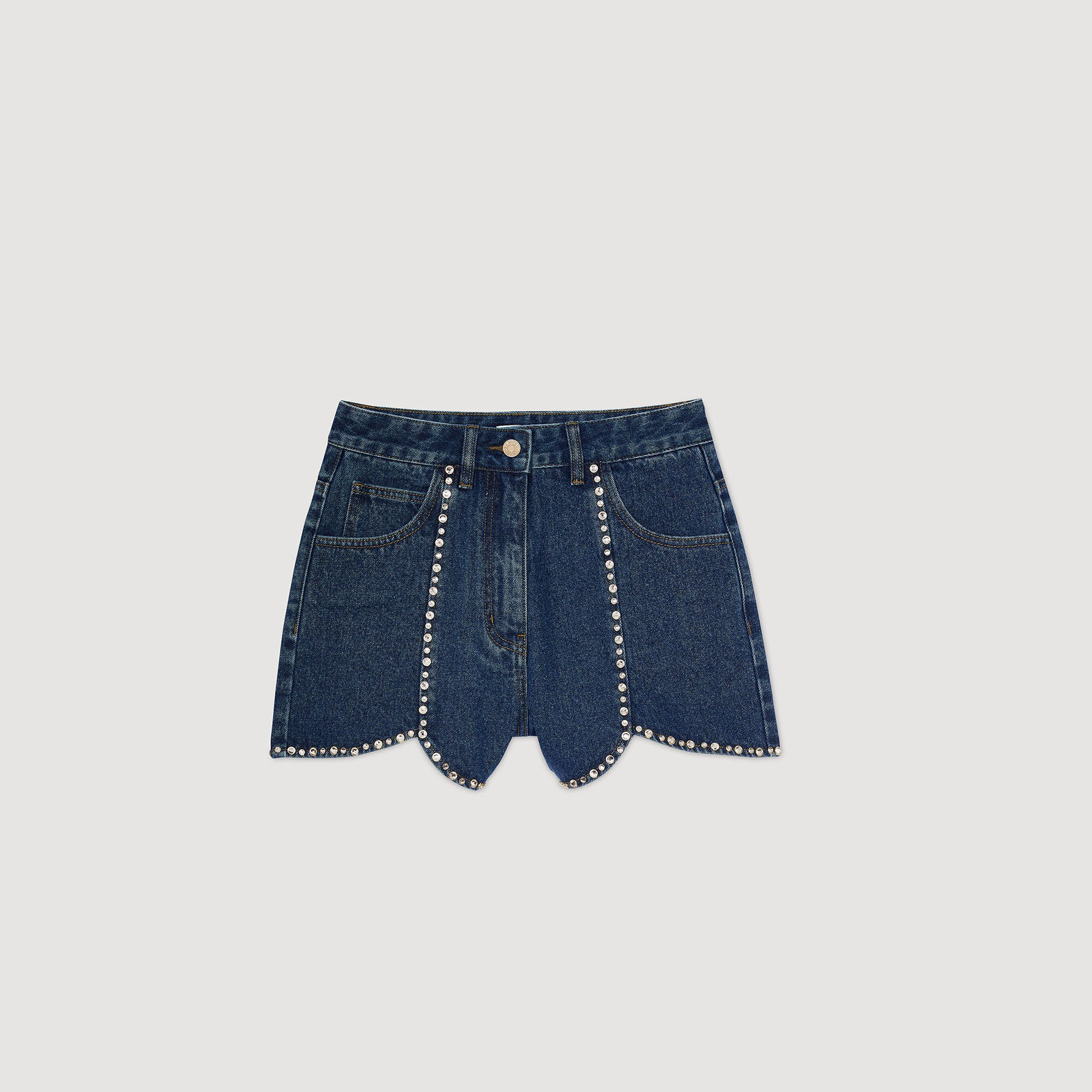 Rhinestone denim shorts