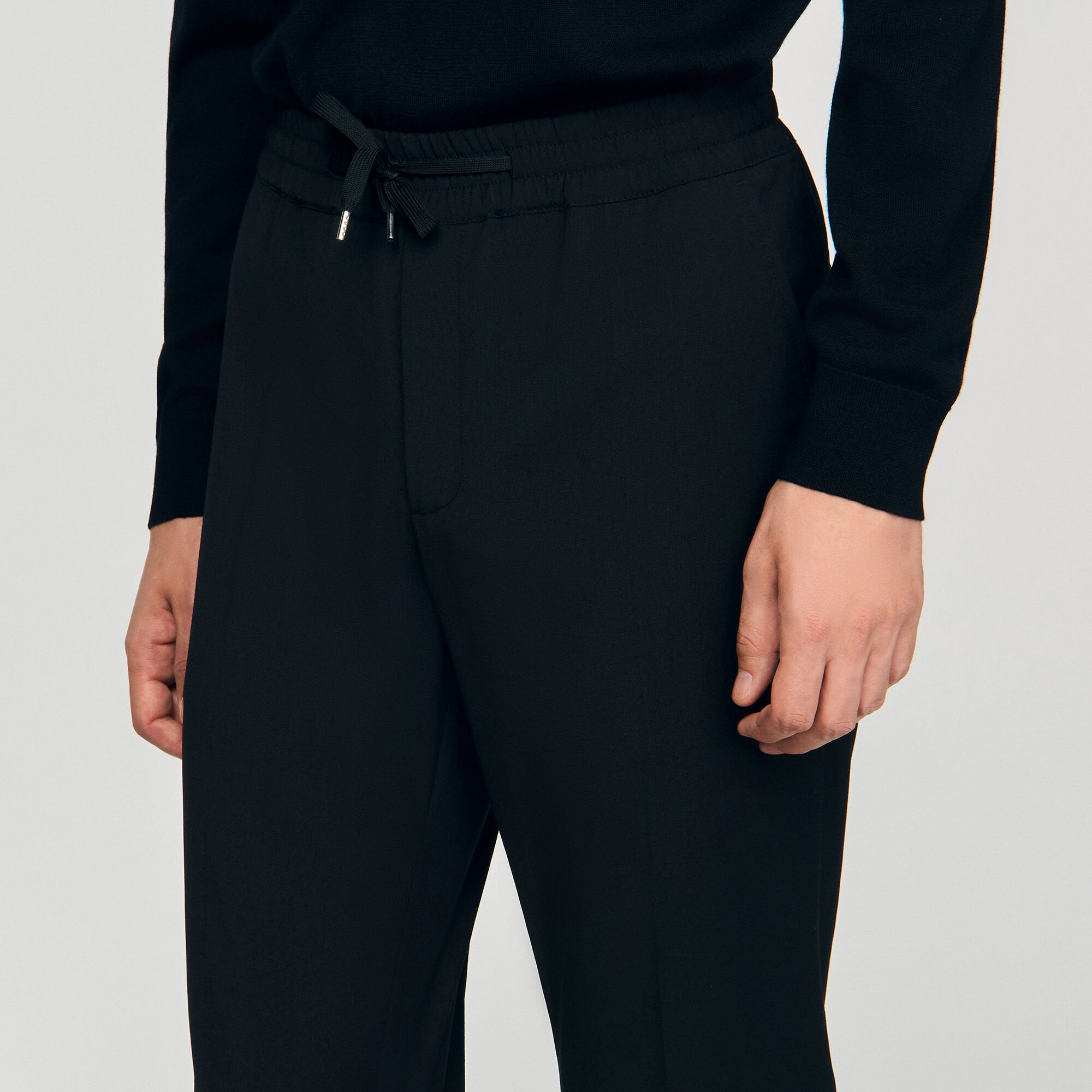 Pantalon élastiqué en laine