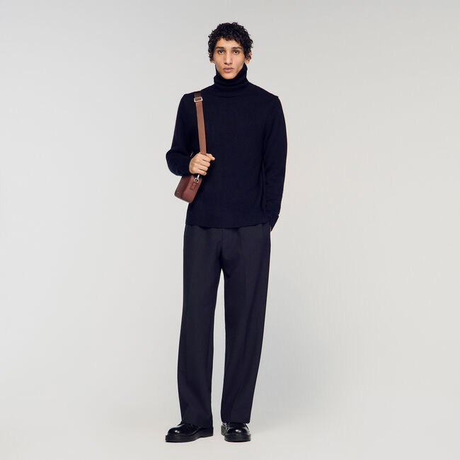 Pull col roul&eacute; laine et cachemire