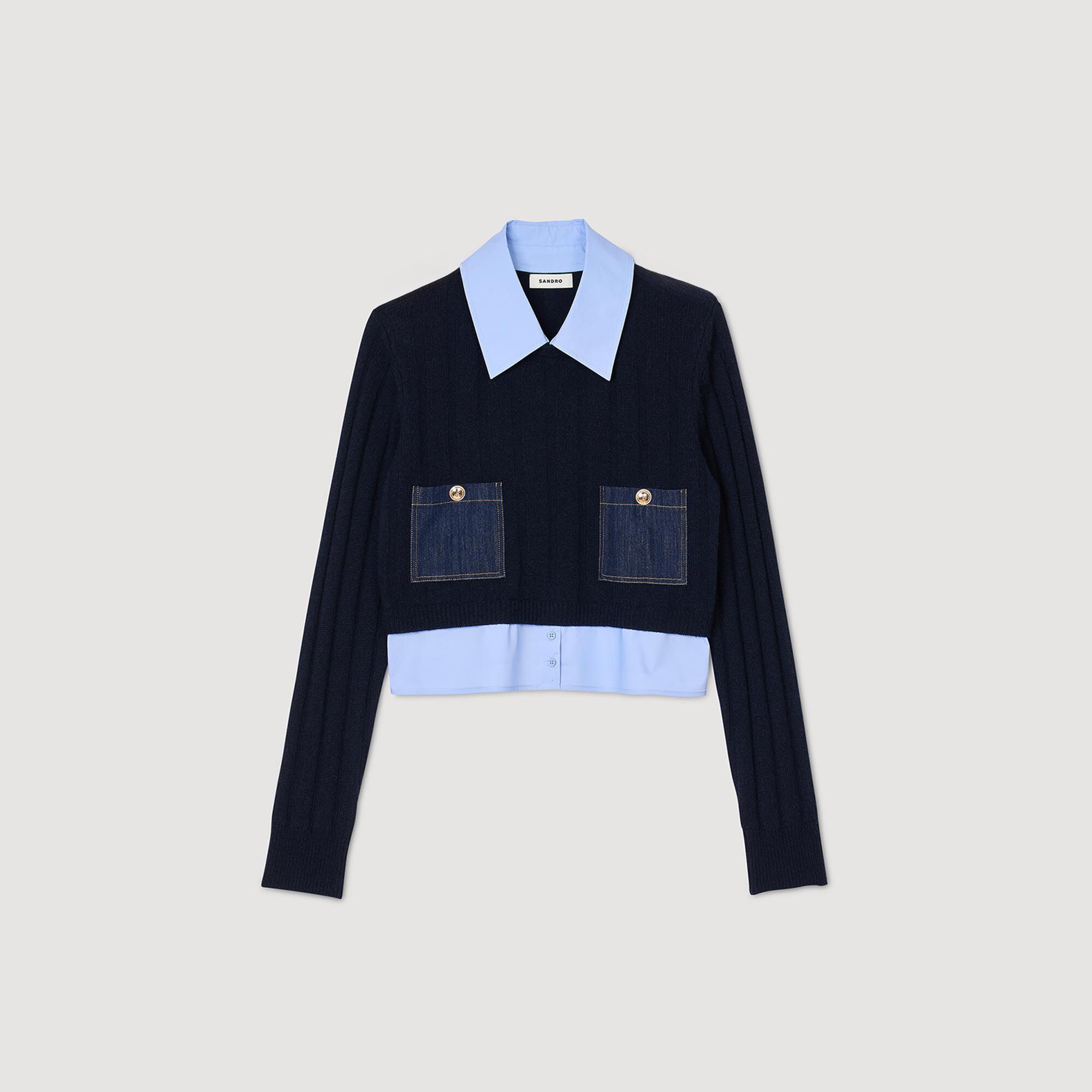 Cropped wool and cashmere jumper