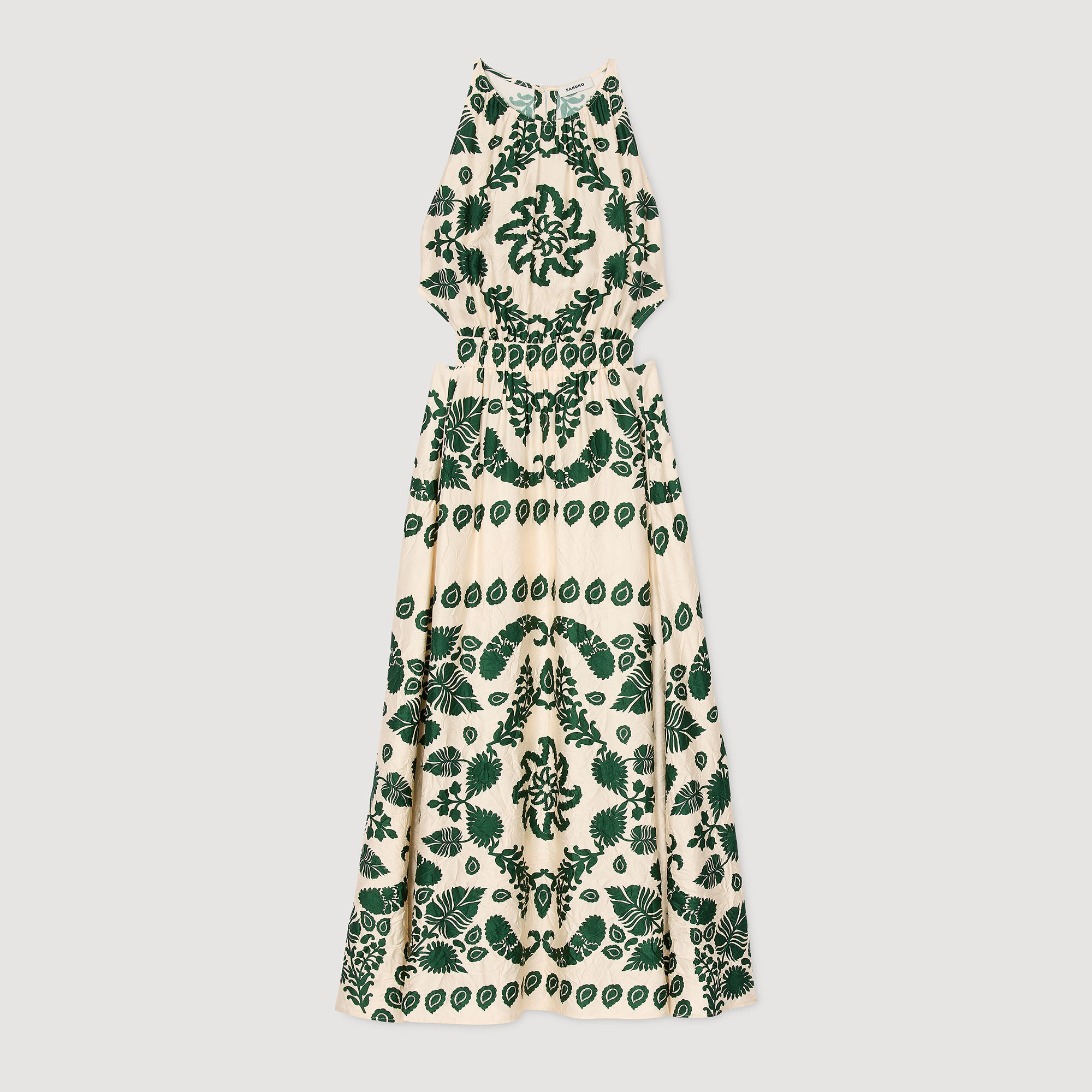 Langes Kleid mit Blätterdruck