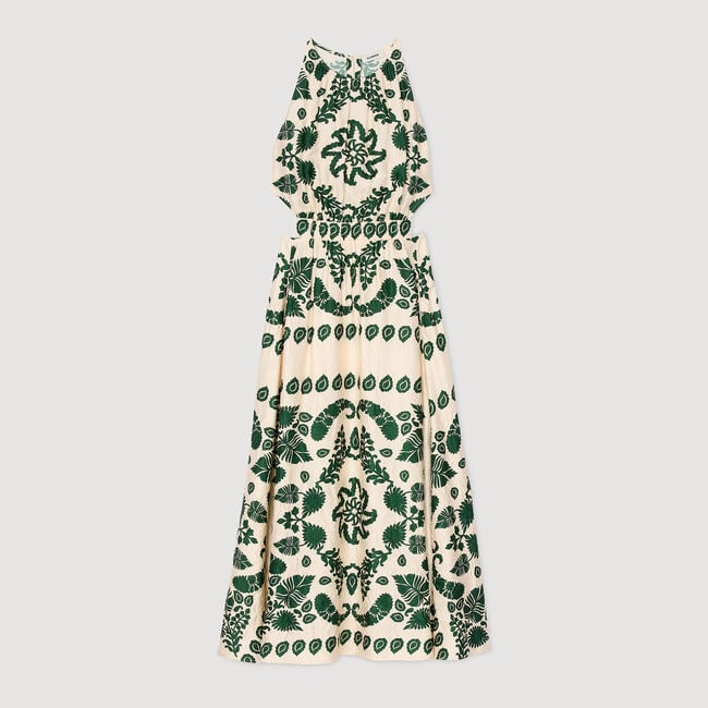 Leaf print maxi dress