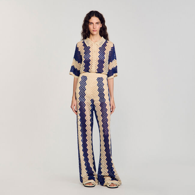 Pantalon en maille bicolore