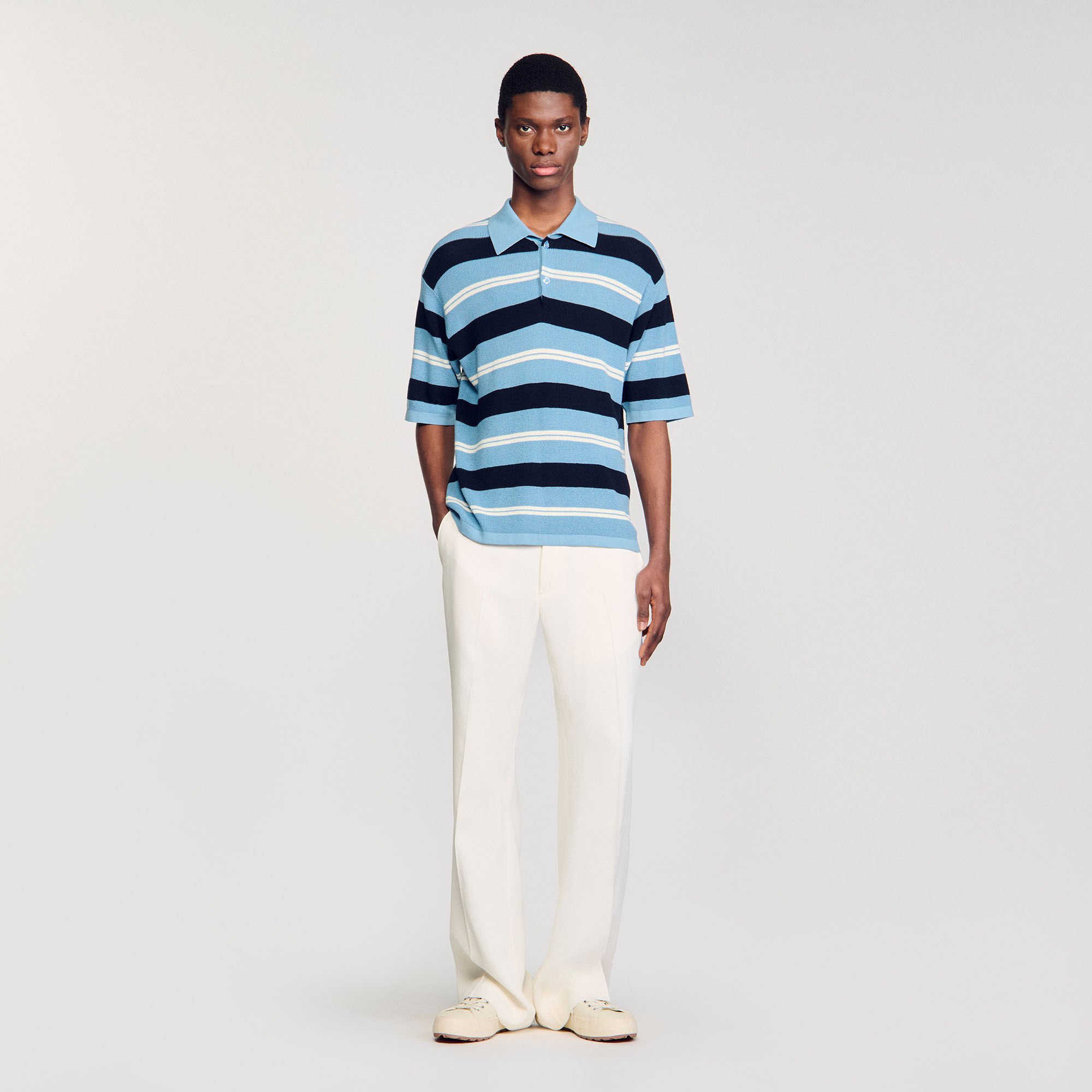 Polo rayé en maille