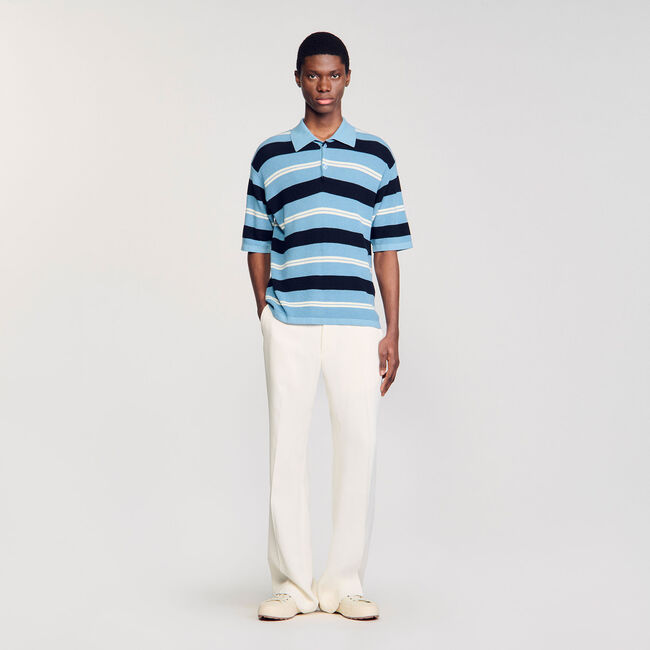 Polo rayé en maille