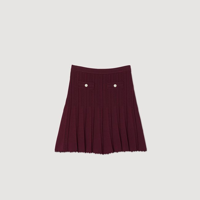 Short pleated knit skirt