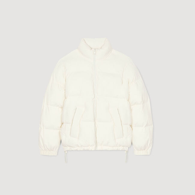 Hooded puffer with high collar
