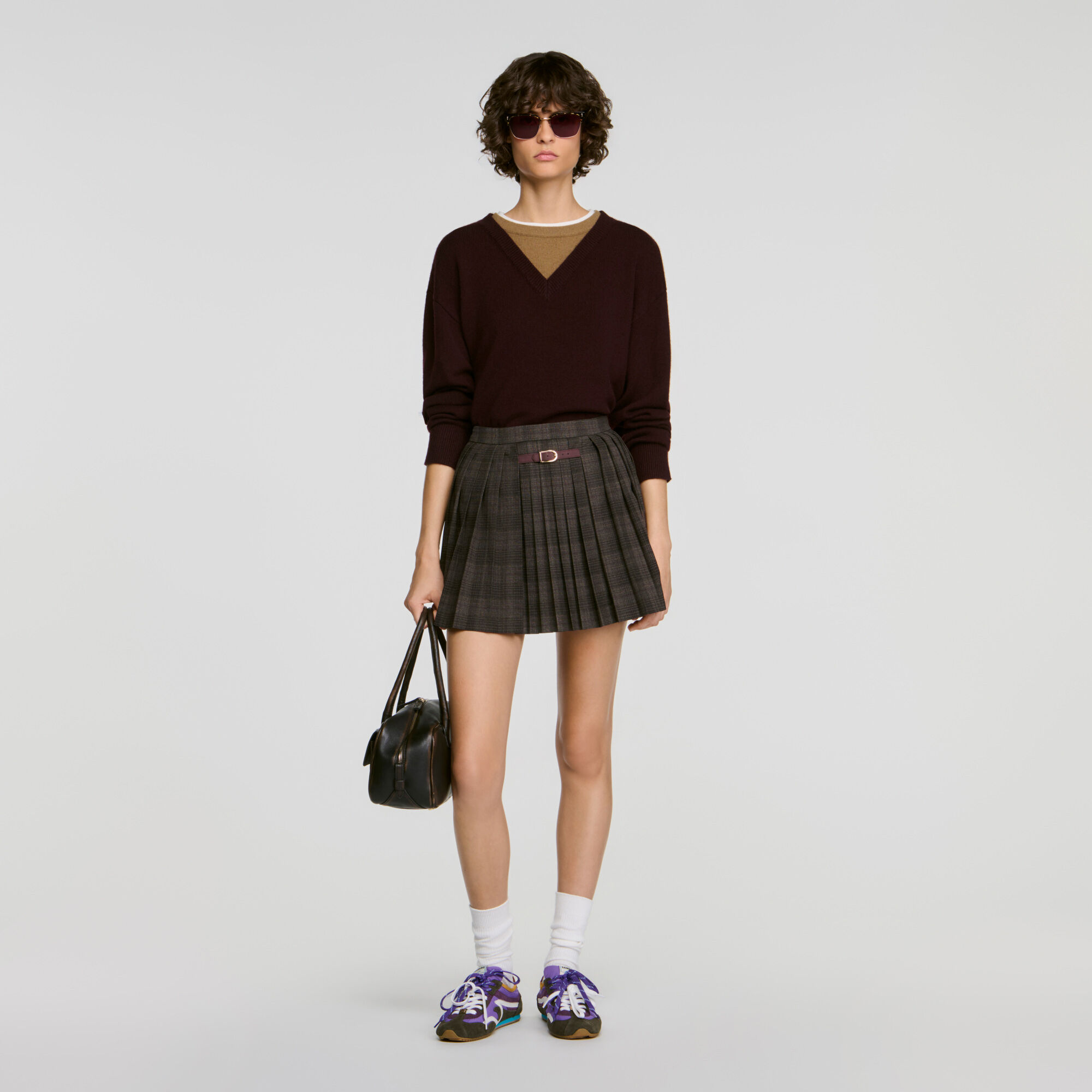 Checked pleated skirt