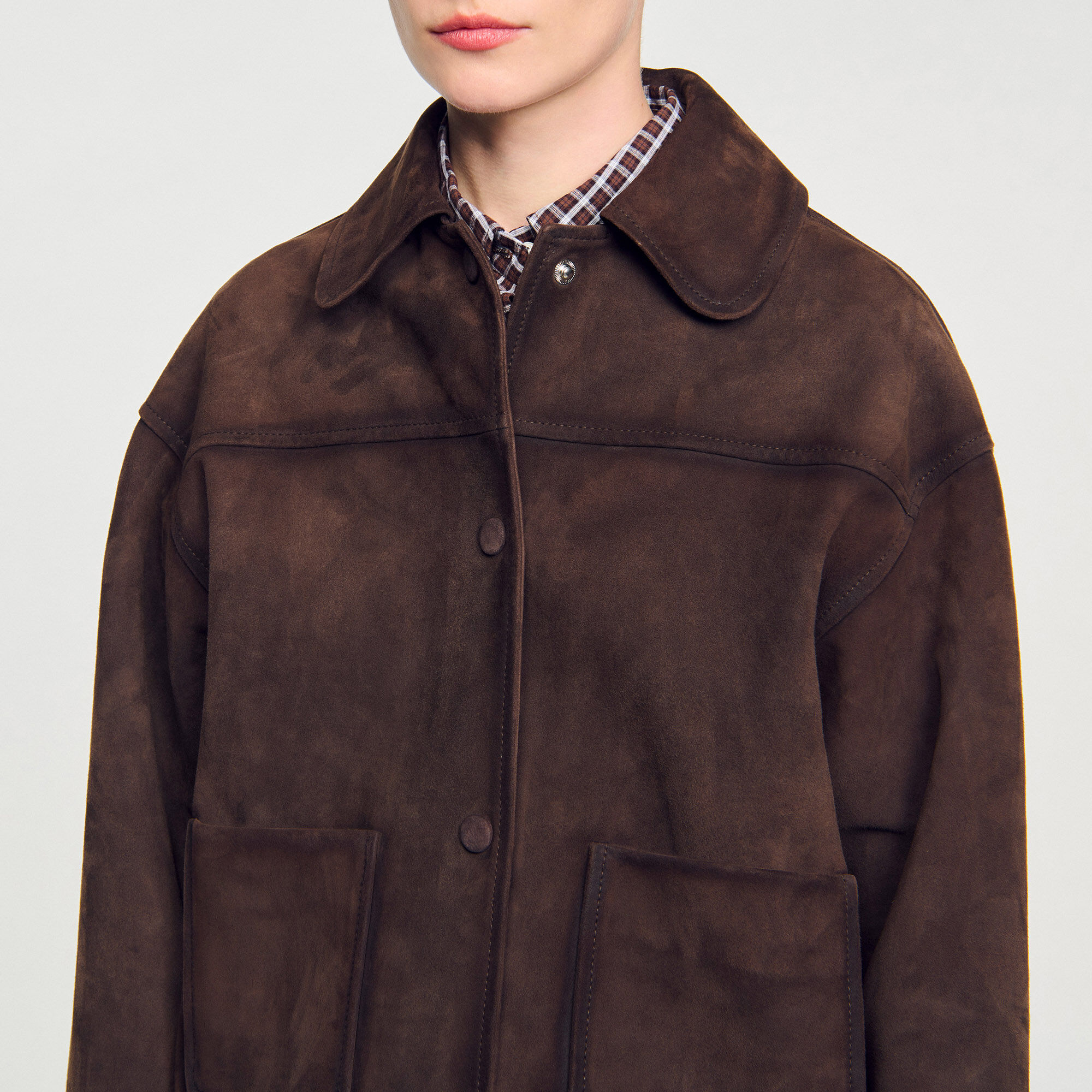 Velourslederjacke mit Nieten