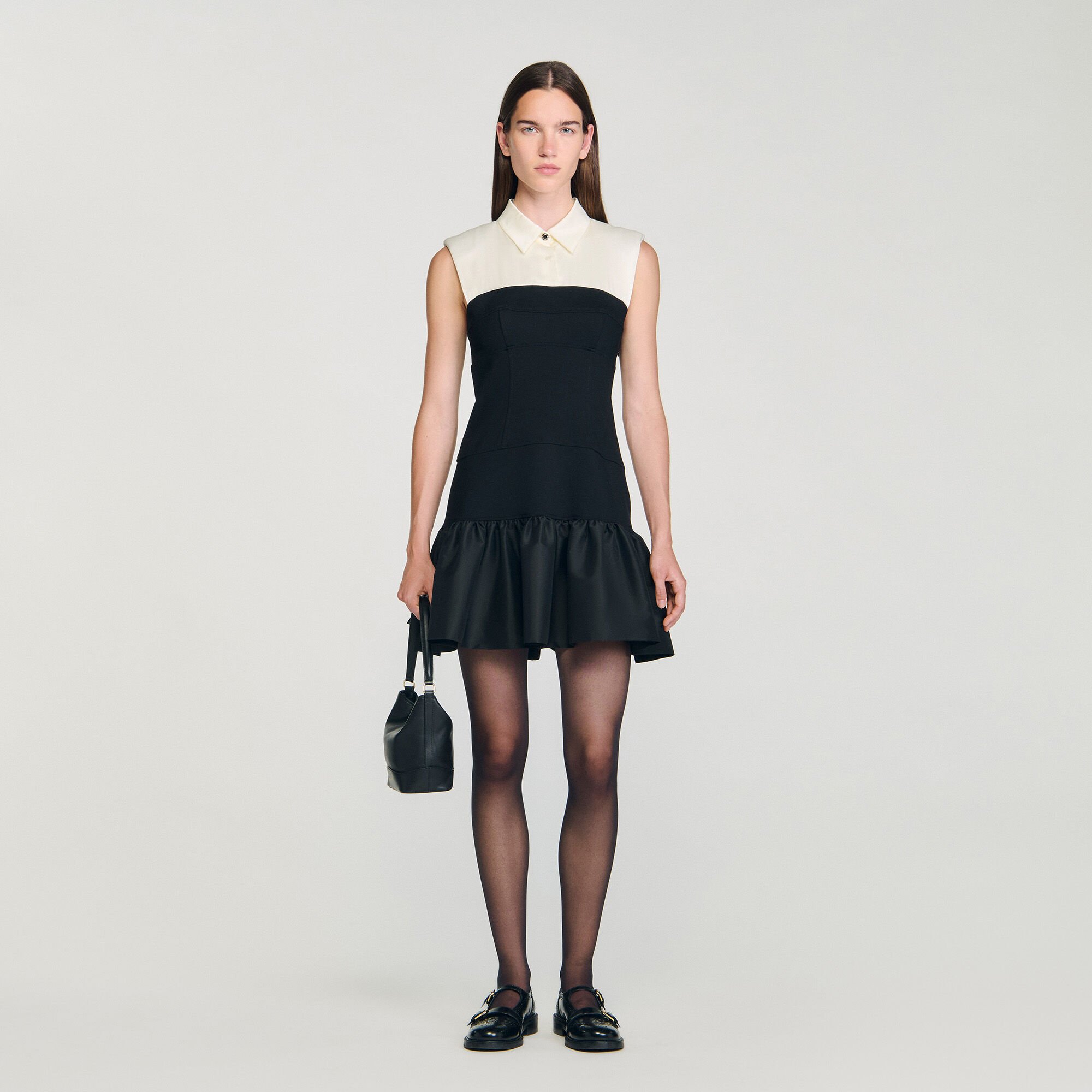 Short two-tone ruffled dress