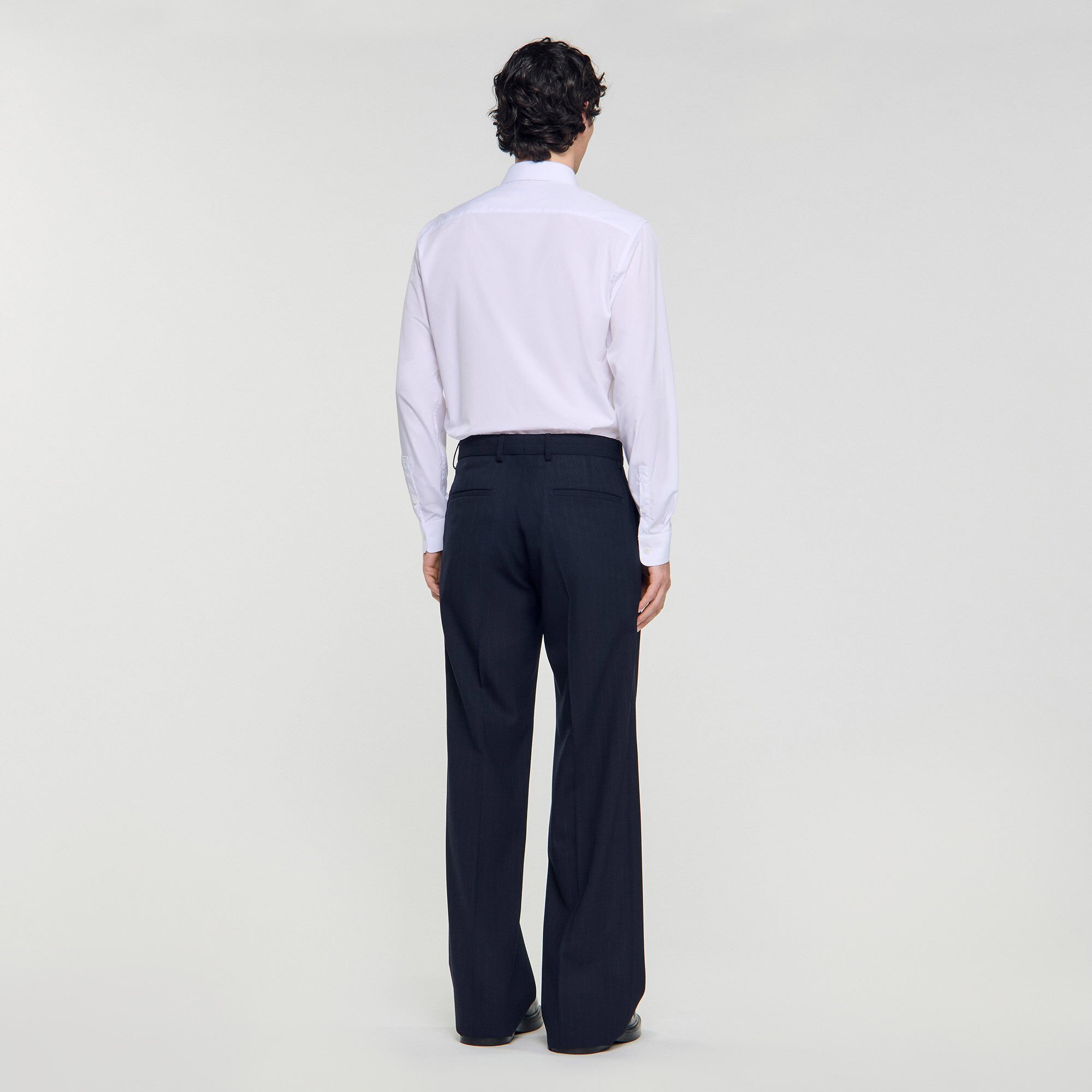 Pantalon large de costume en laine