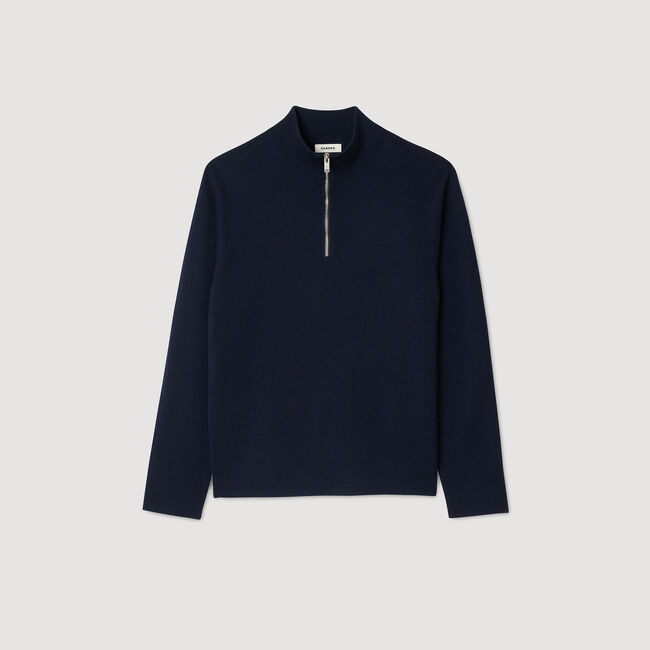 Wool jumper with zip collar