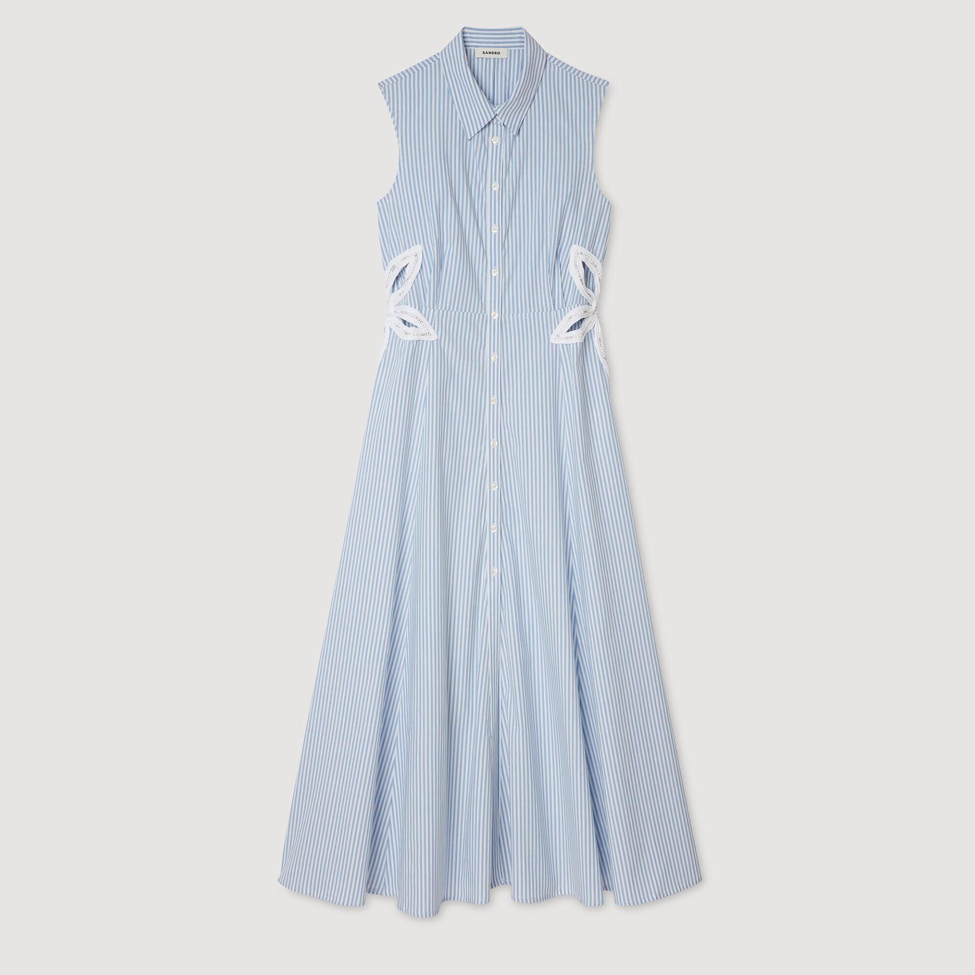 Stripy embroidered maxi dress
