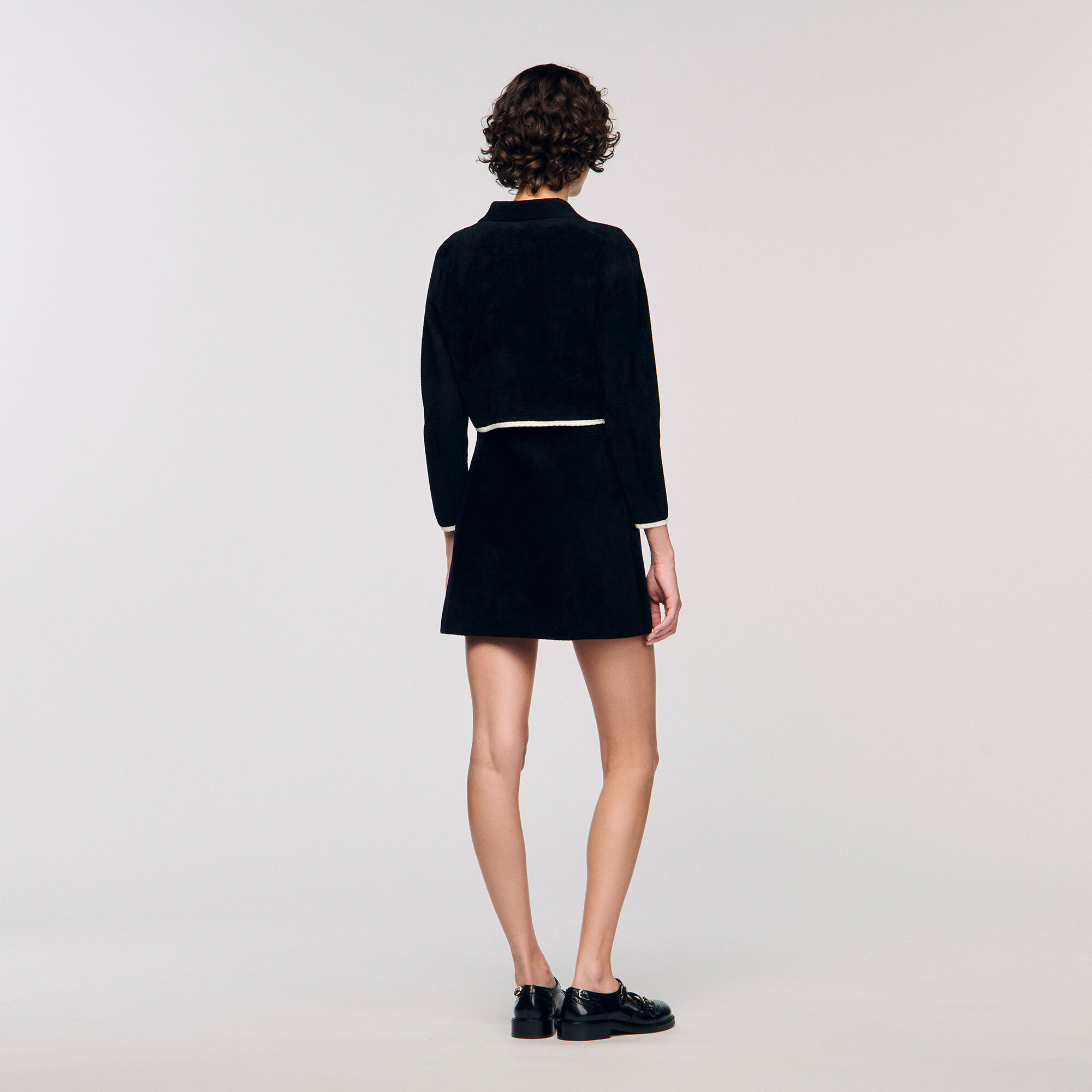 Two-tone shirt collar cardigan