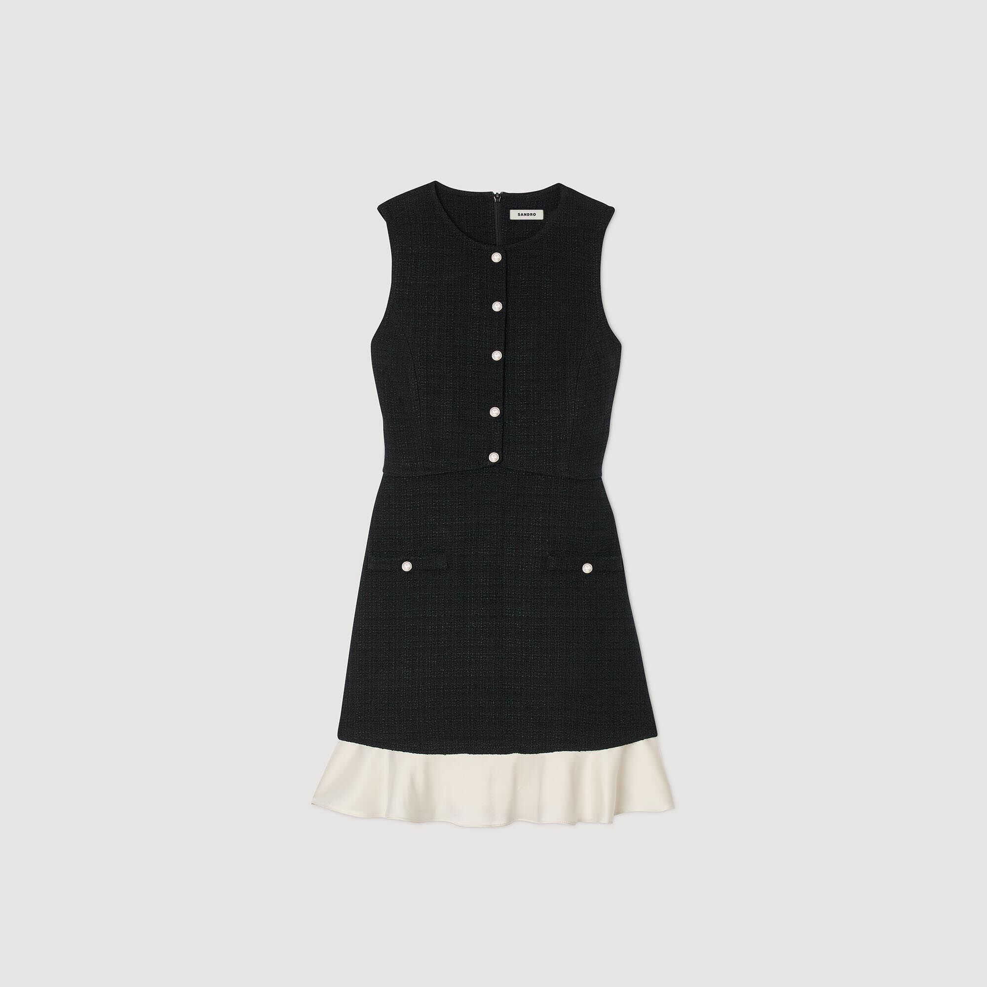 Robe courte en tweed bicolore