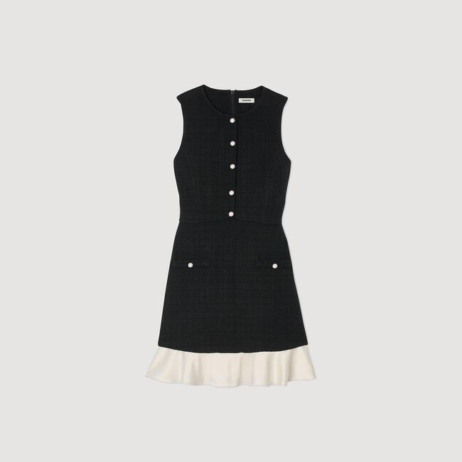 Robe courte en tweed bicolore