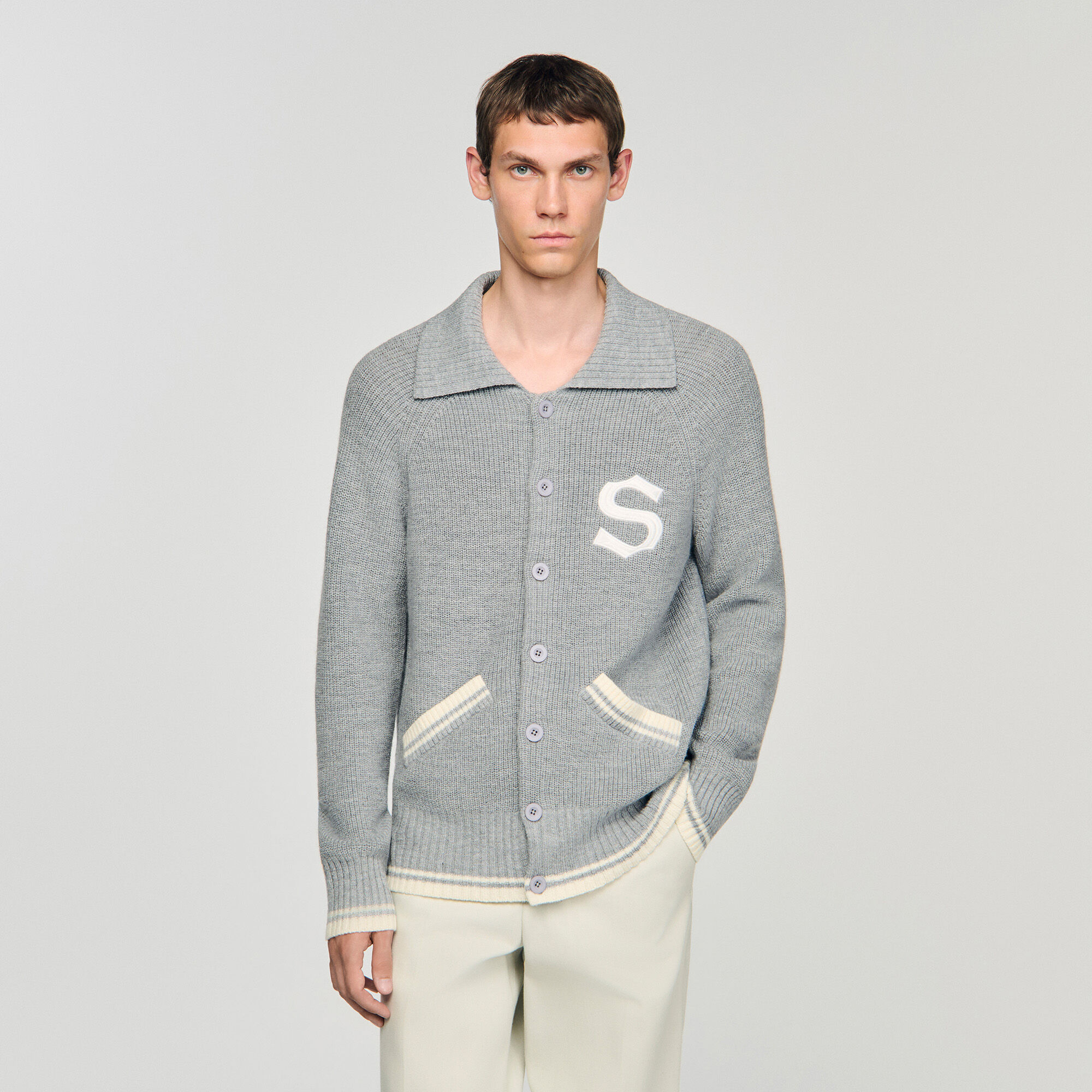 Cardigan en laine à patch S