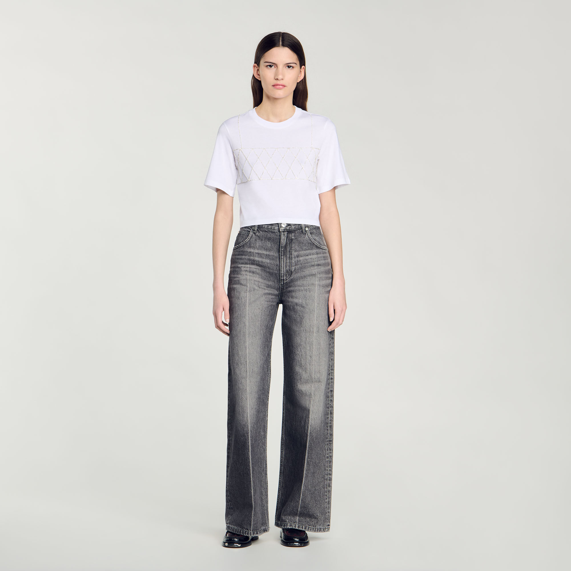 Rhinestone cropped T-shirt