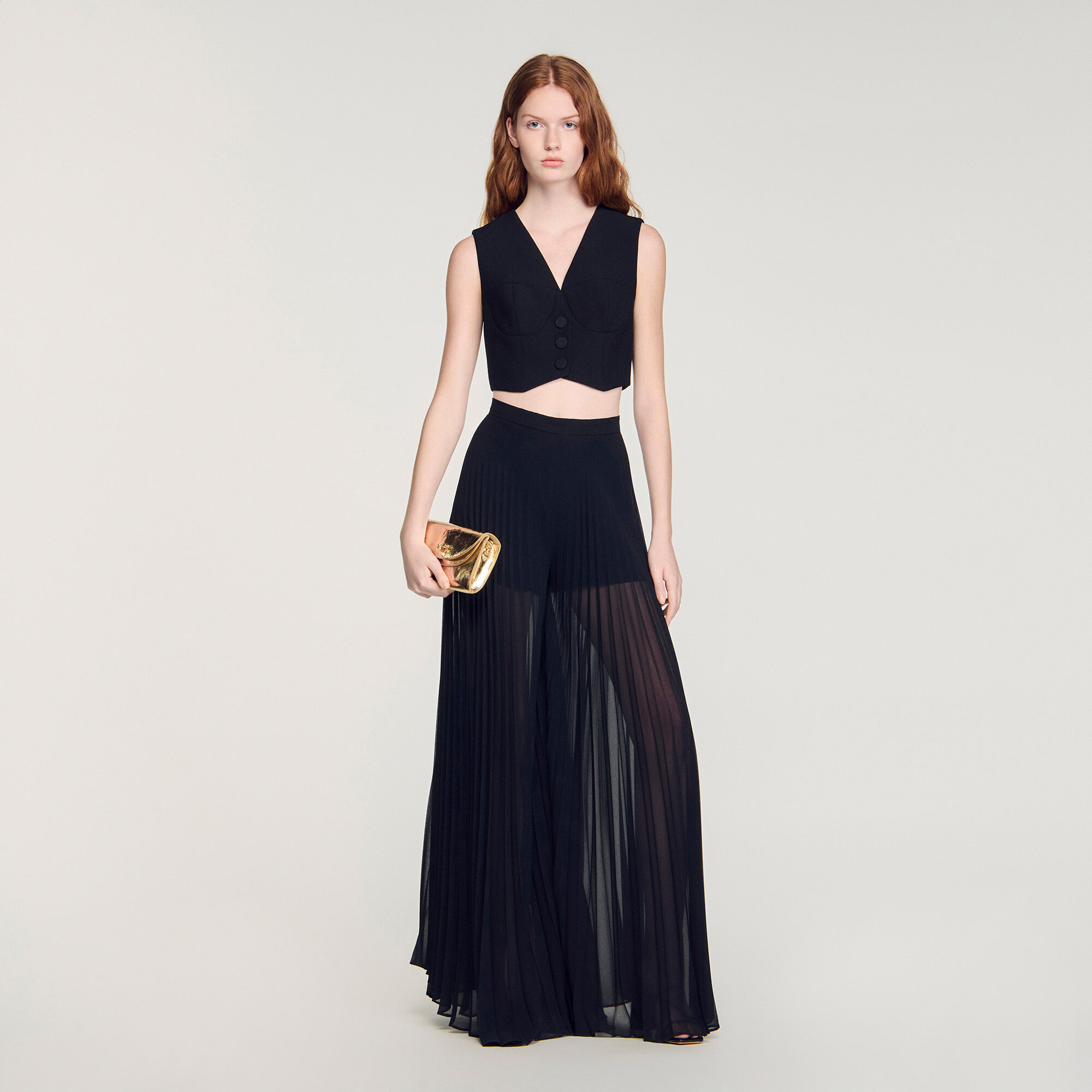 Pleated wide-leg trousers