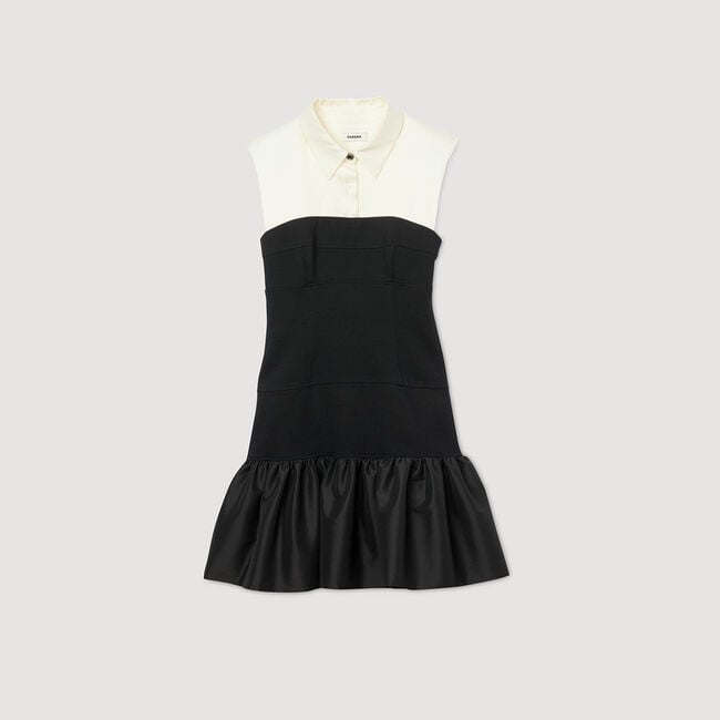 Short two-tone ruffled dress