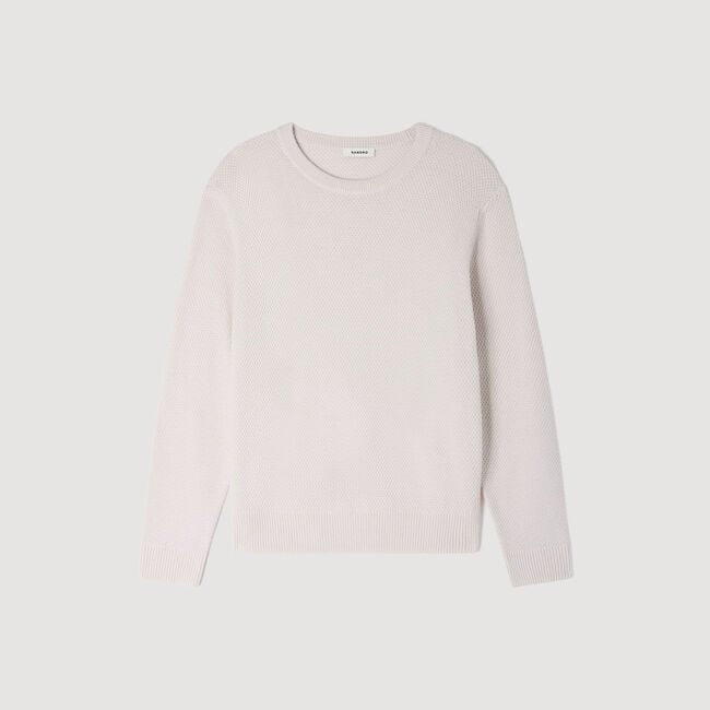 Crew-neck sweater in seed stitch