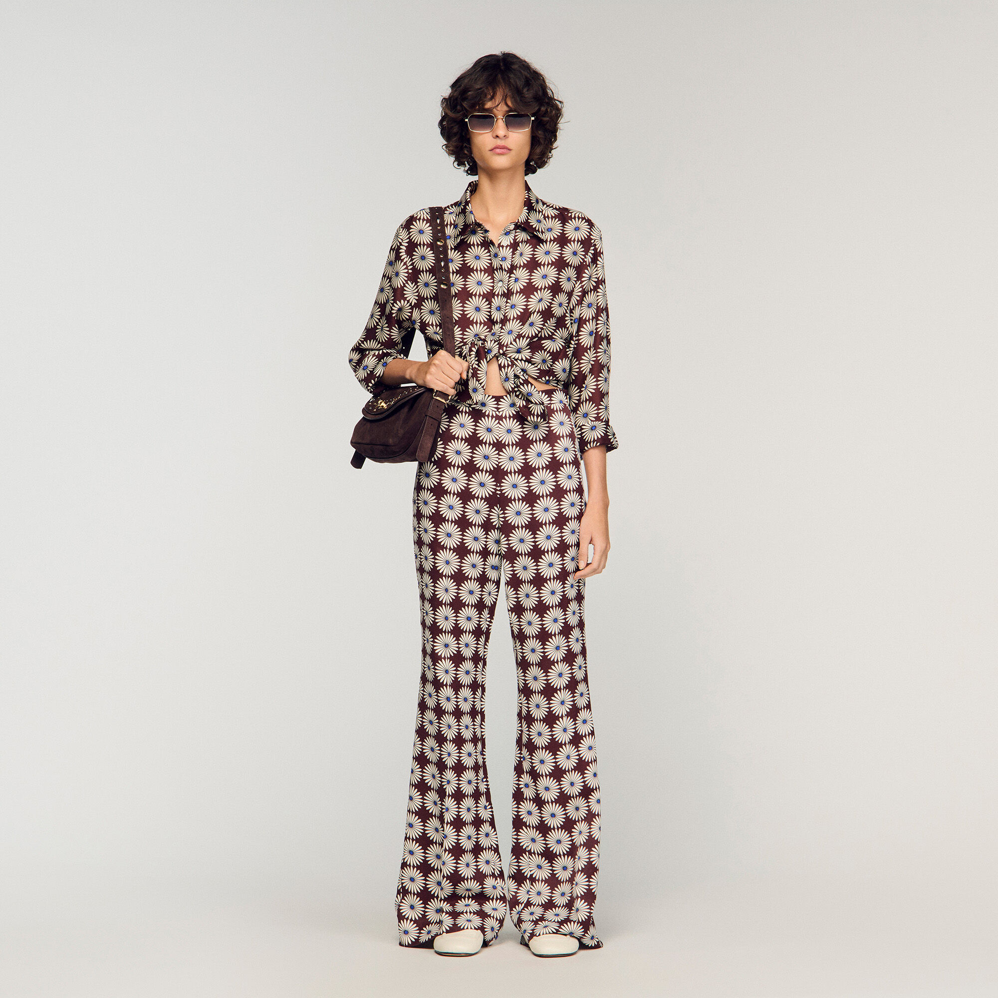 Floral print silk shirt