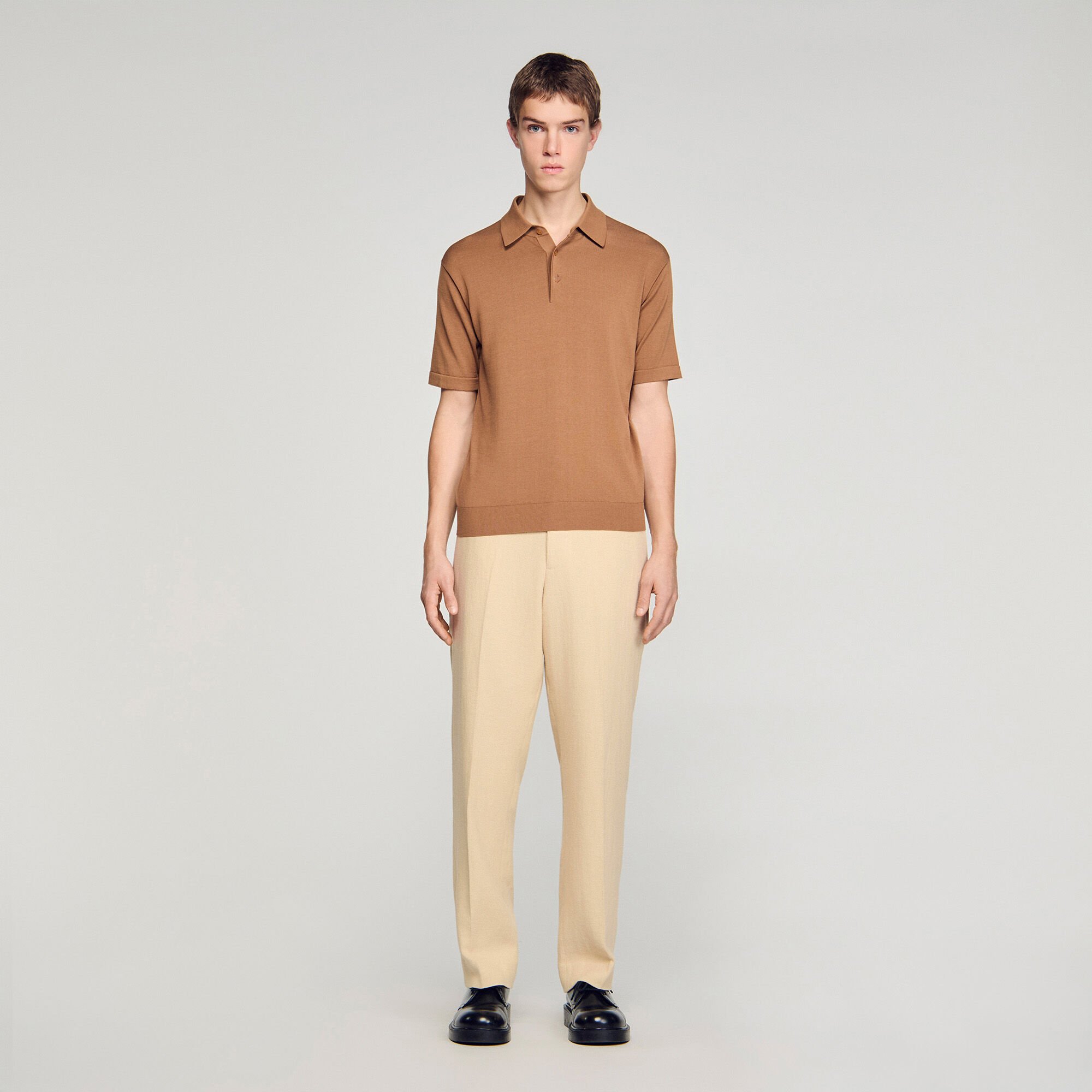 Cotton and silk polo shirt