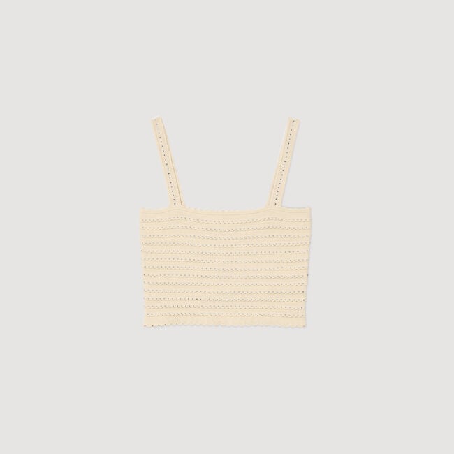 Kurzes Stricktop mit Strass