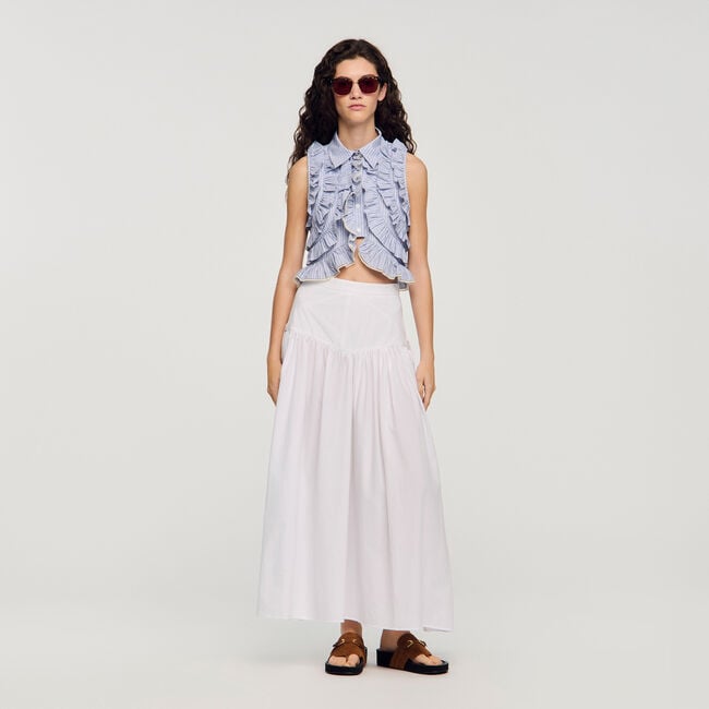 Long poplin skirt with ties