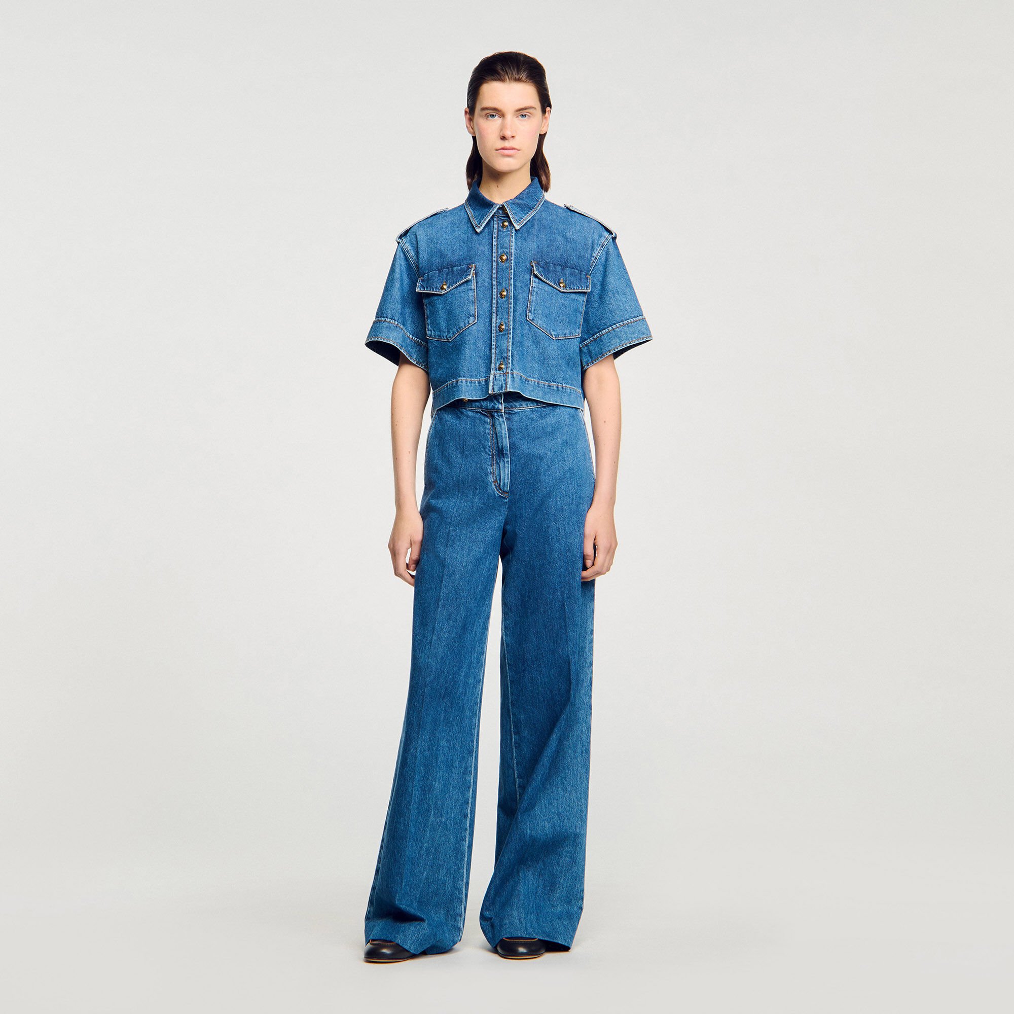 Kurzes Hemd aus Denim