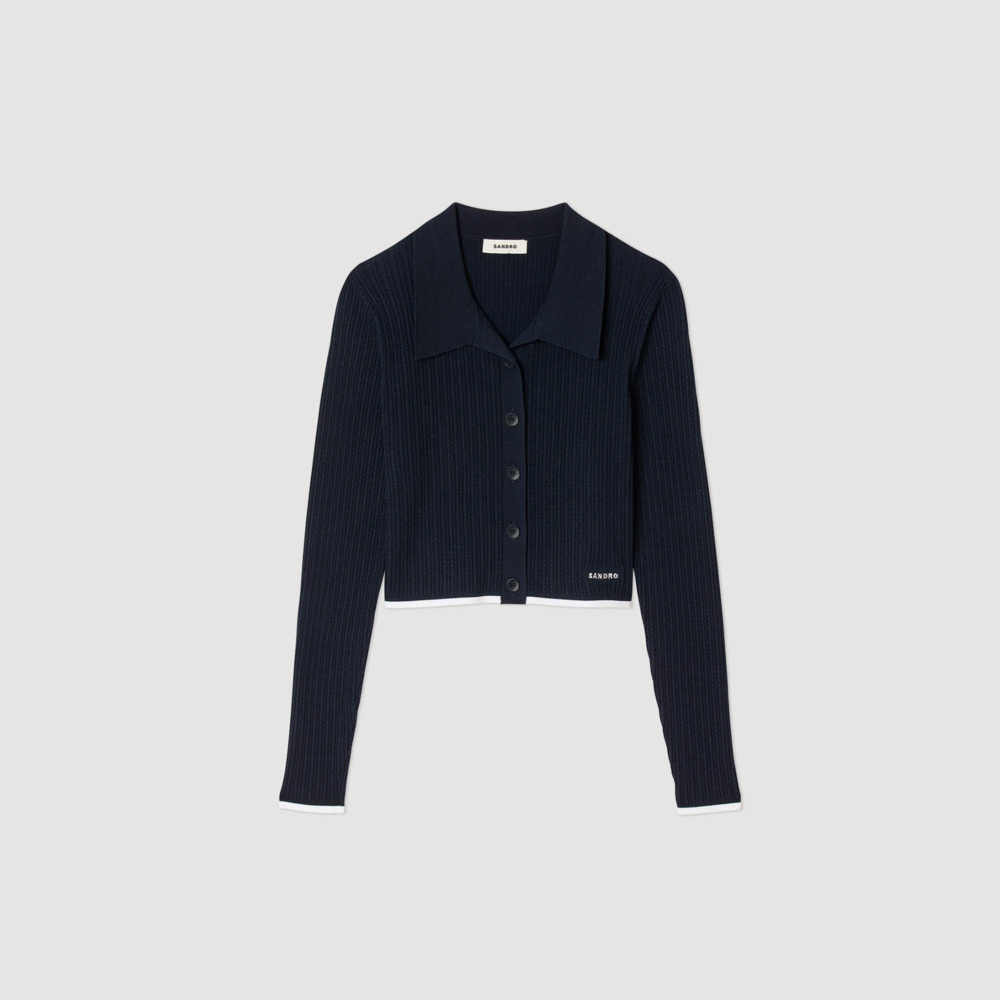 Kurzer Cardigan mit Polokragen