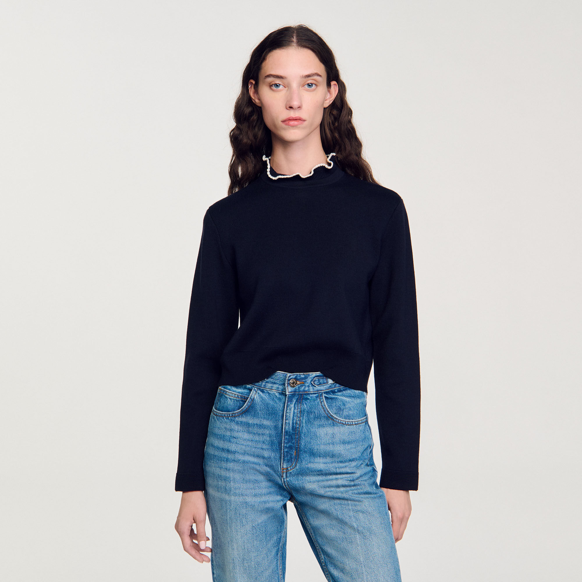Ruffled-neck jumper
