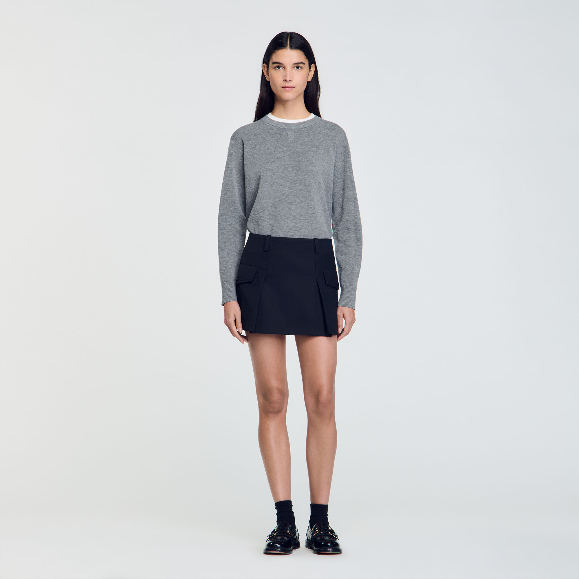 Short skirt with pockets black gray For Women Sandro Paris