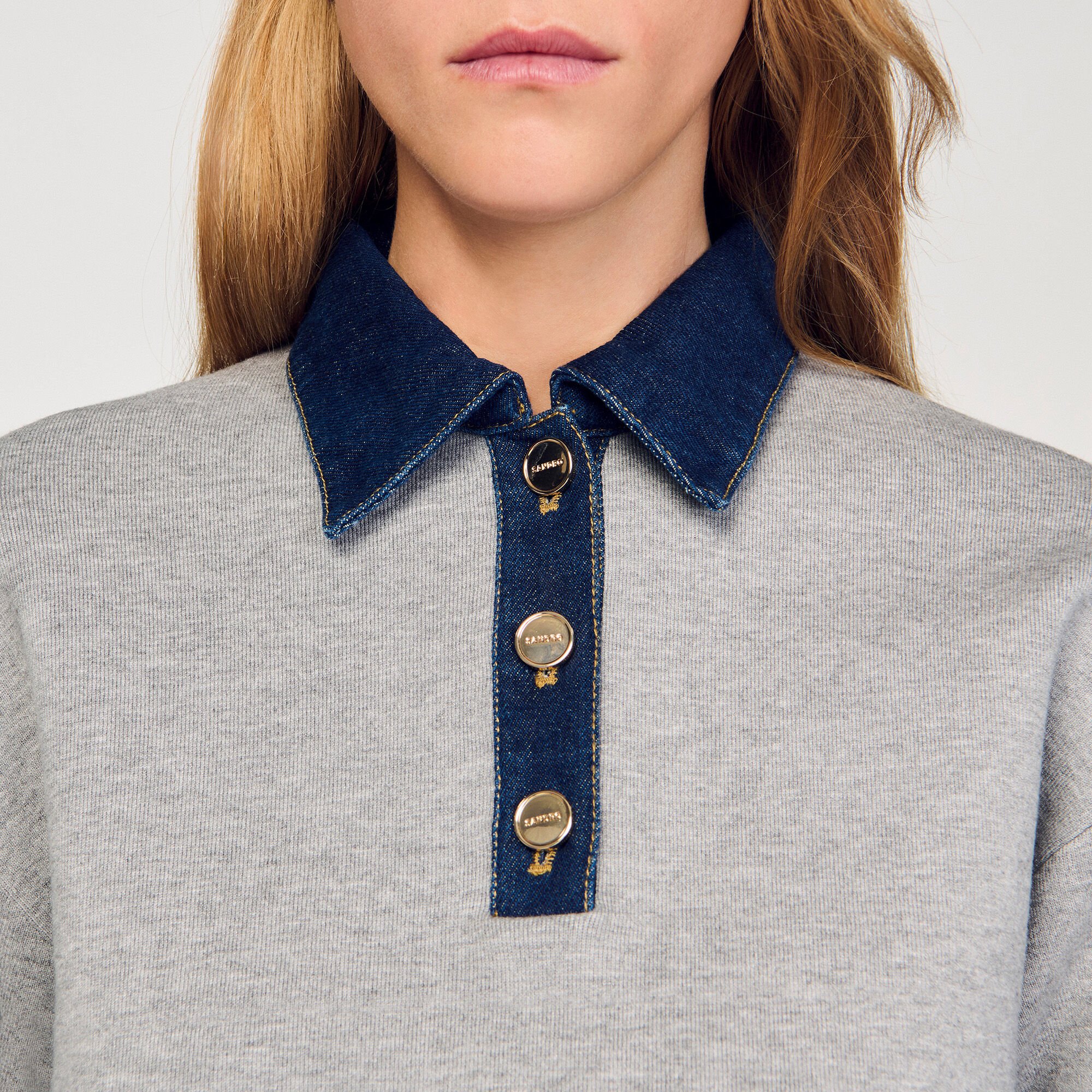 Pull à col polo et manches longues