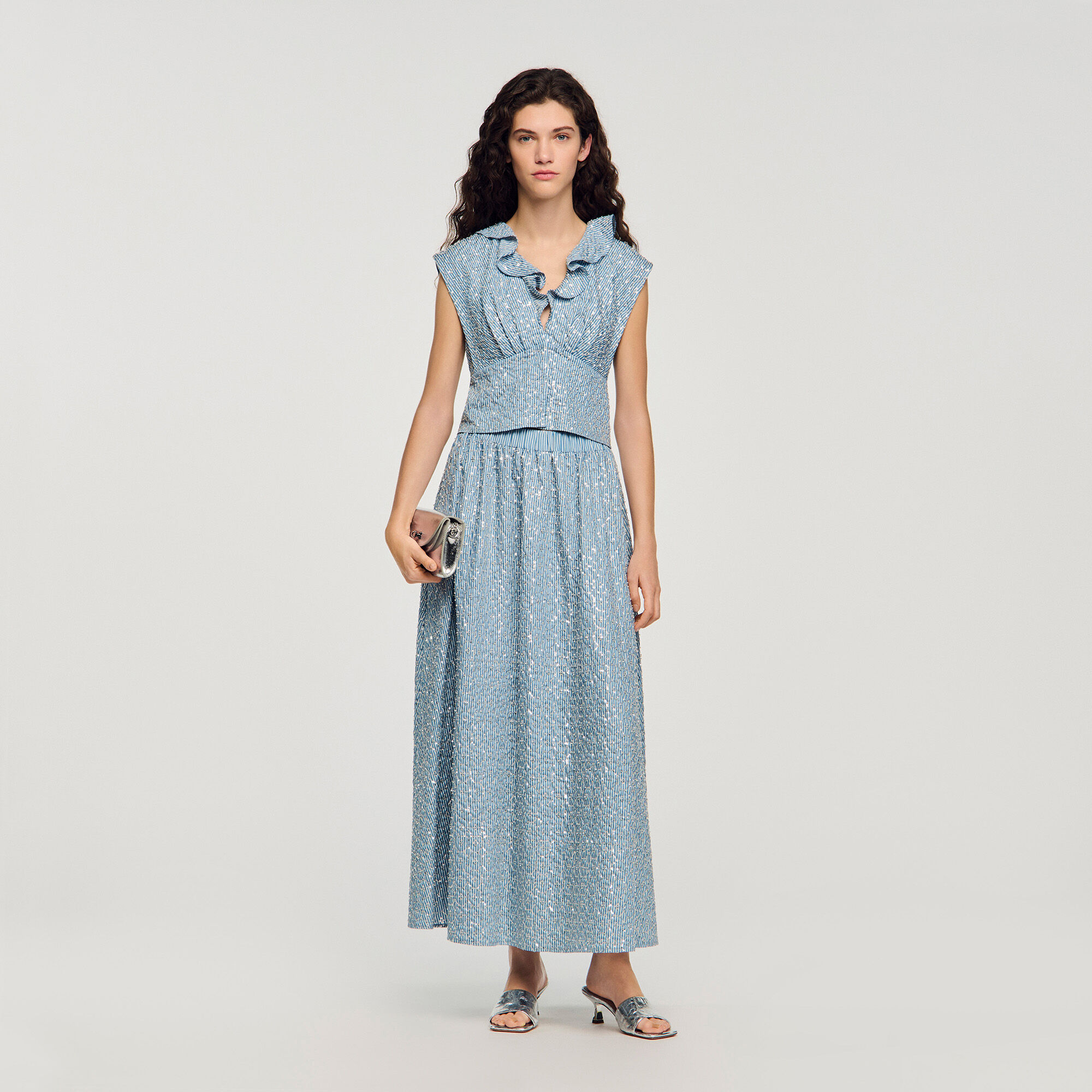 Jupe longue &agrave; sequins